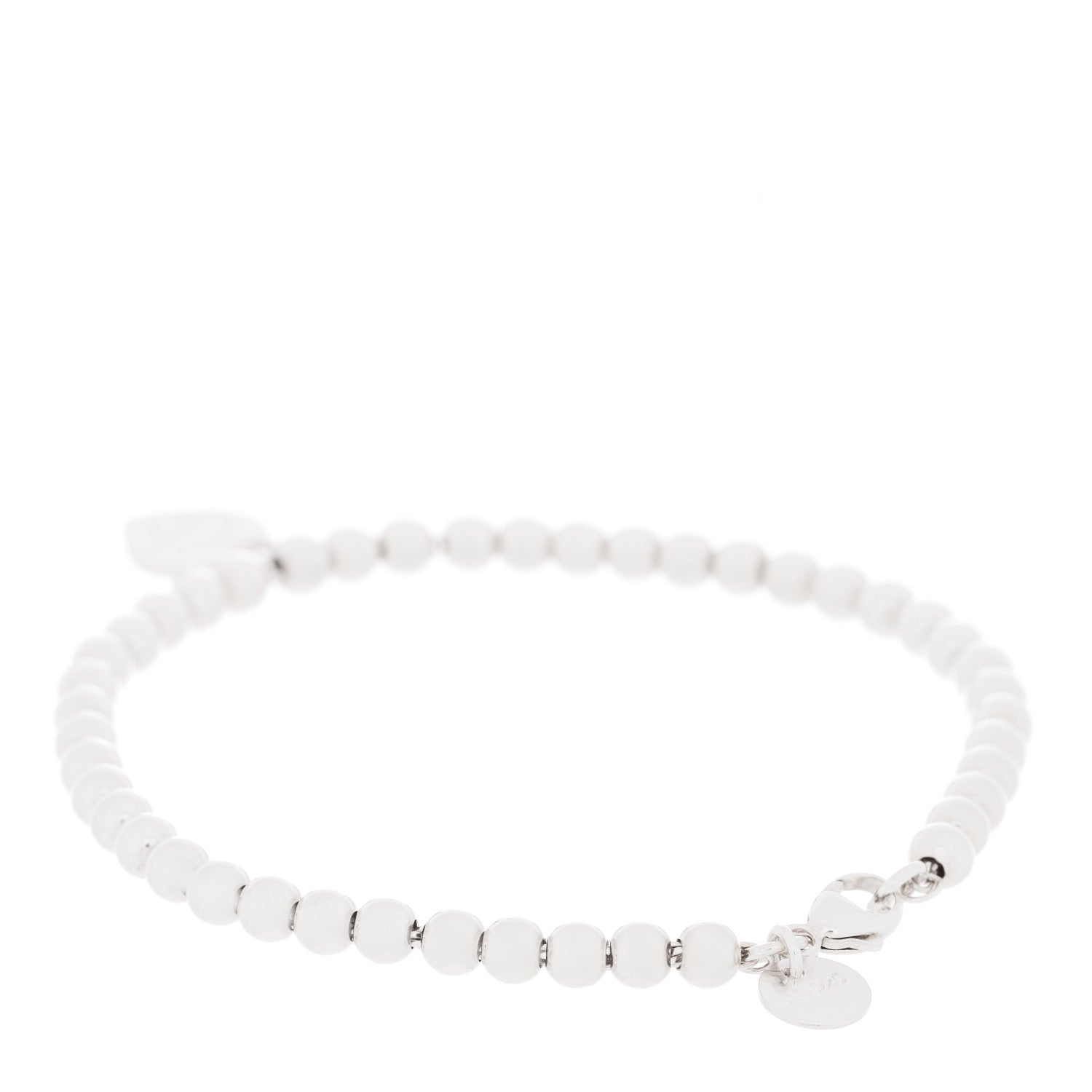 Tiffany Sterling Silver Enamel 4mm Return To Tiffany Heart Tag Bead Bracelet Pink 2 of 3