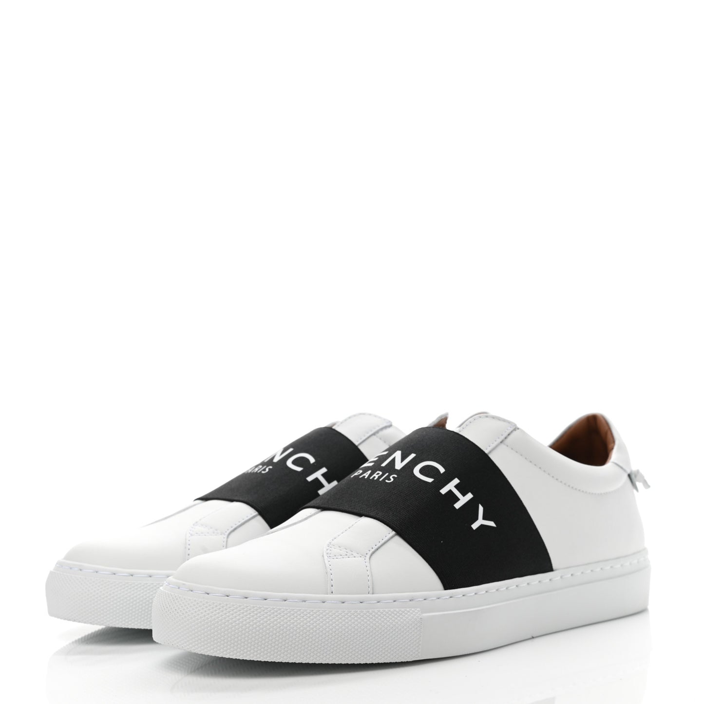 Calfskin Band Logo Womens Urban Street Sneakers 40 White Black