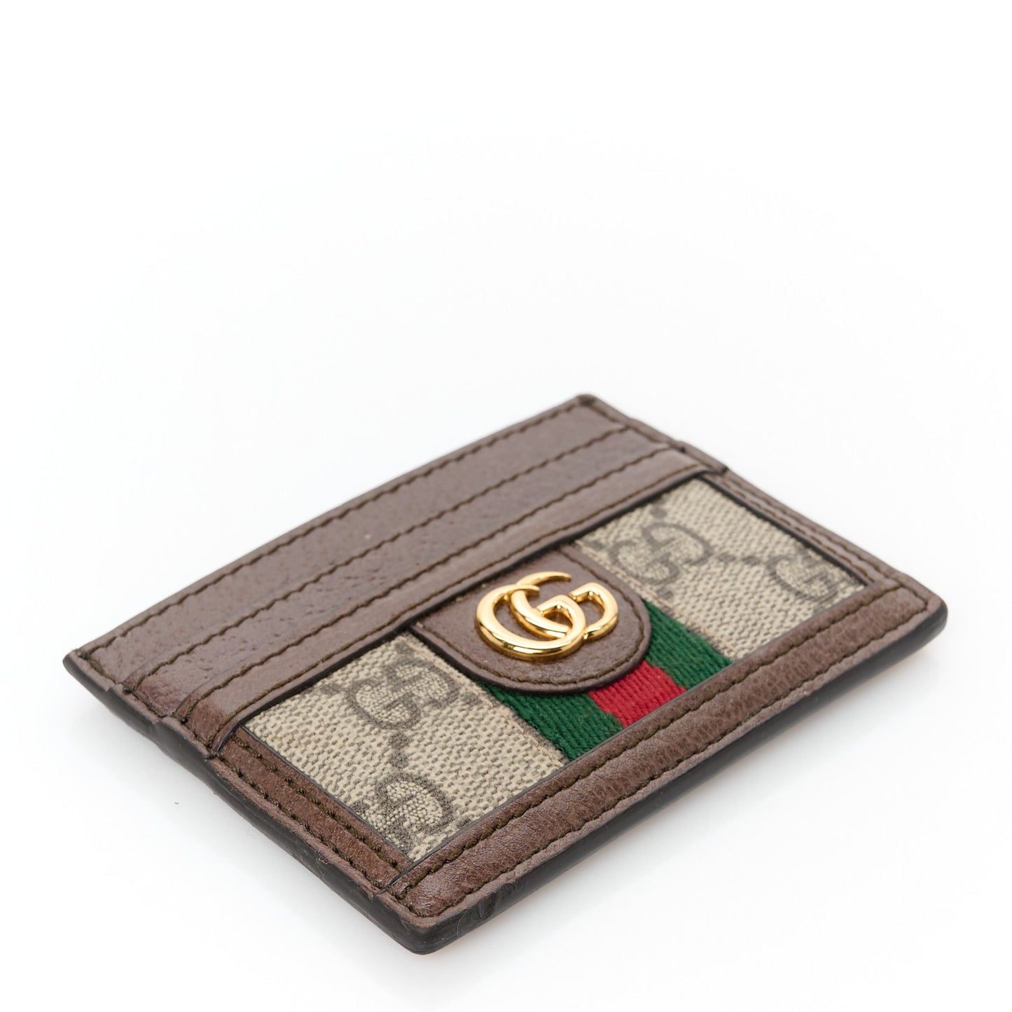 GG Supreme Monogram Textured Dollar Calfskin Ophidia Card Holder Beige Ebony New Acero