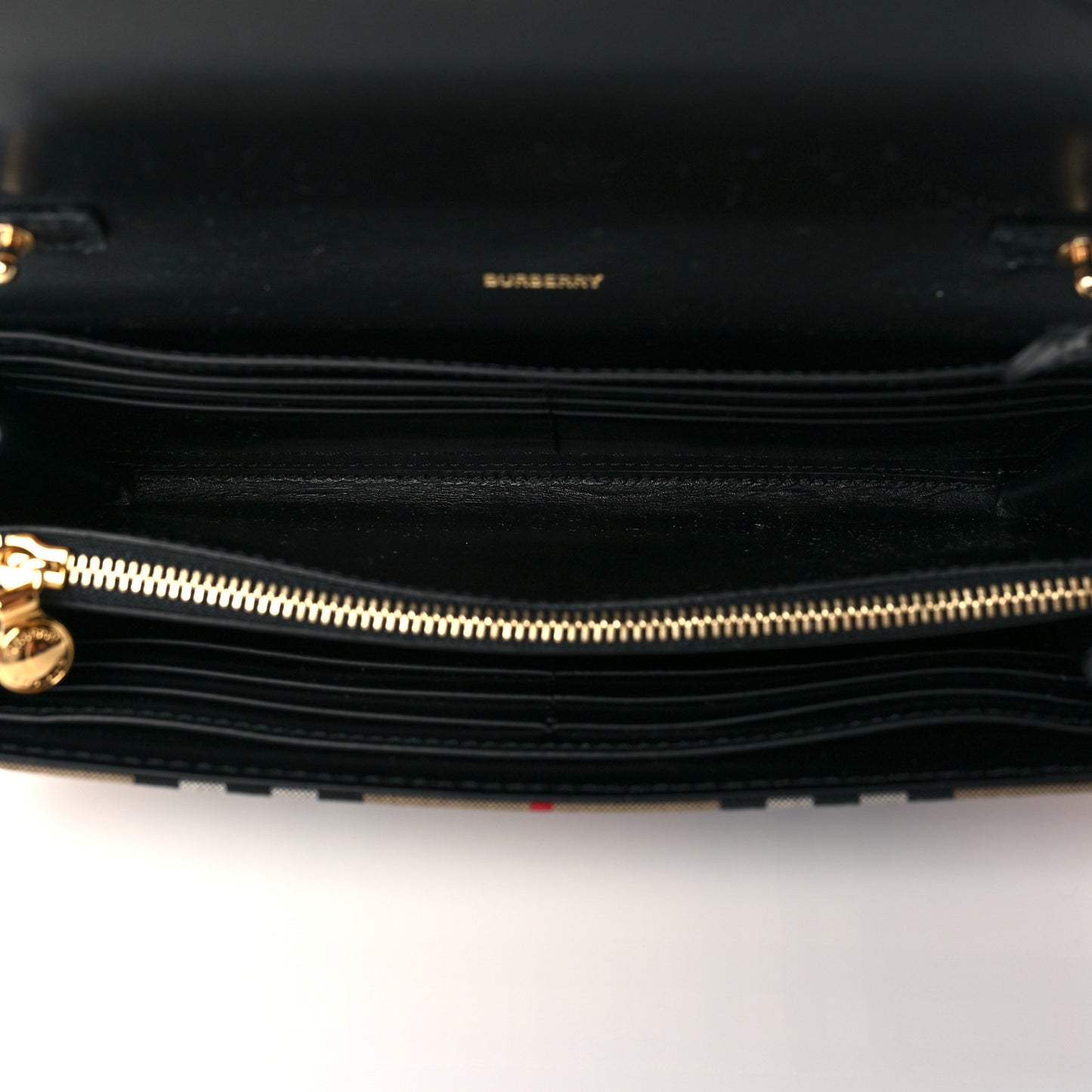 Grainy Calfskin Vintage Check Wallet With Detachable Strap Black