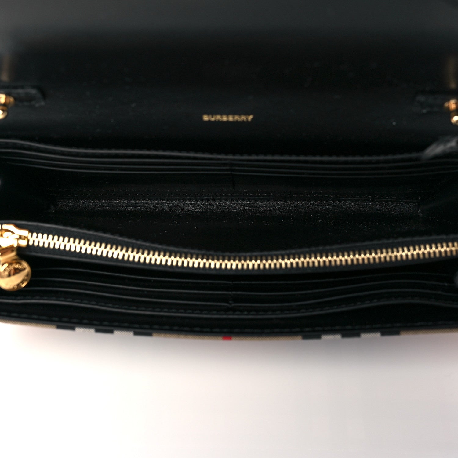 Burberry Grainy Calfskin Vintage Check Wallet With Detachable Strap Black 5 of 9
