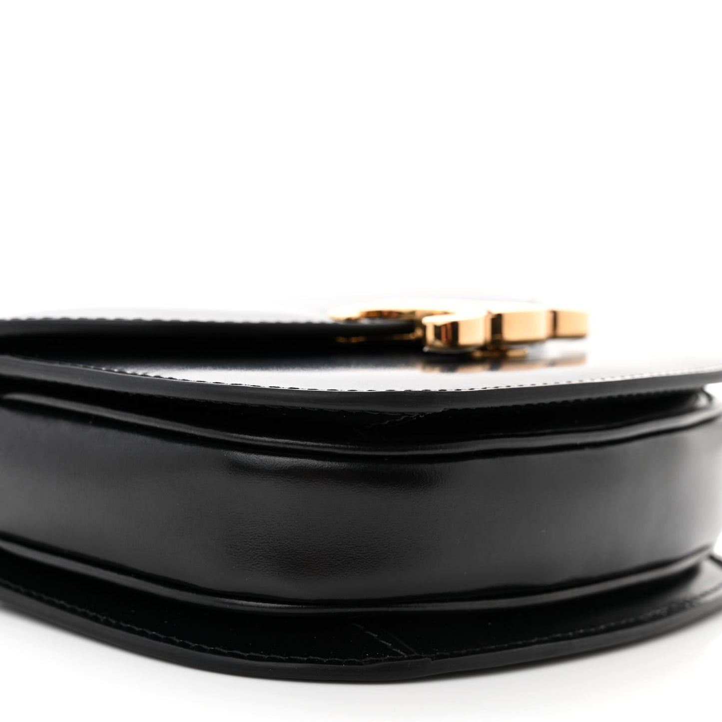 Shiny Calfskin Triomphe Mini Besace Clea Black