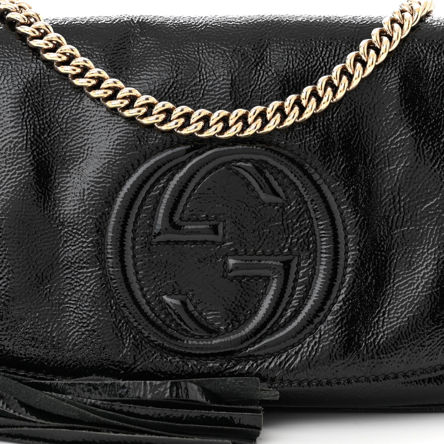 Gucci Patent Medium Soho Flap Crossbody Black 8 of 13