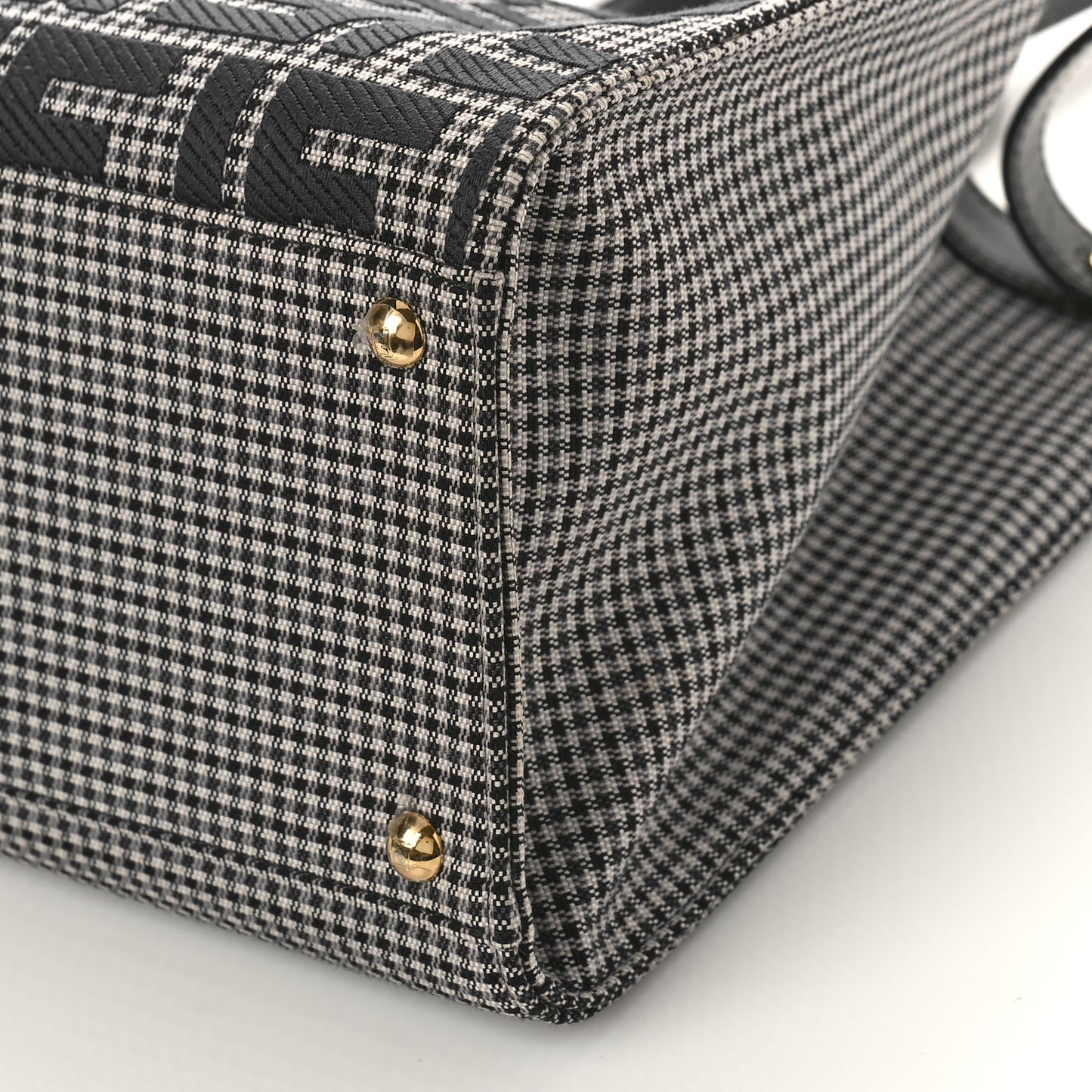 Wool Vitello King Houndstooth FF Embroidered Medium Peekaboo X-Tote Grigio Anthracite