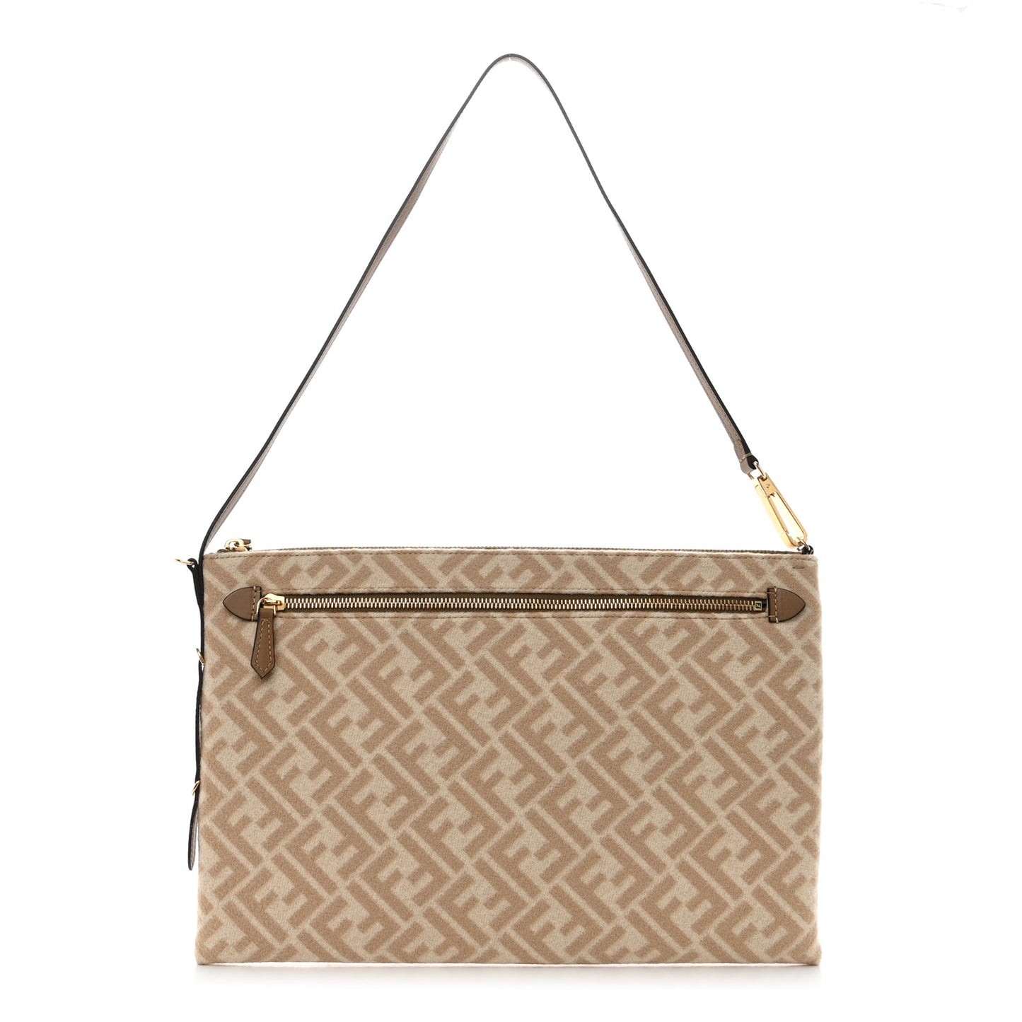 Wool Vitello King FF 1974 Diagonal Clutch Shoulder Bag Beige Cammello Sand
