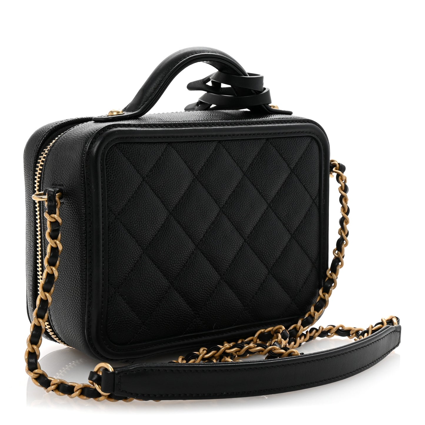 Caviar Quilted Small CC Filigree Vanity Case Black