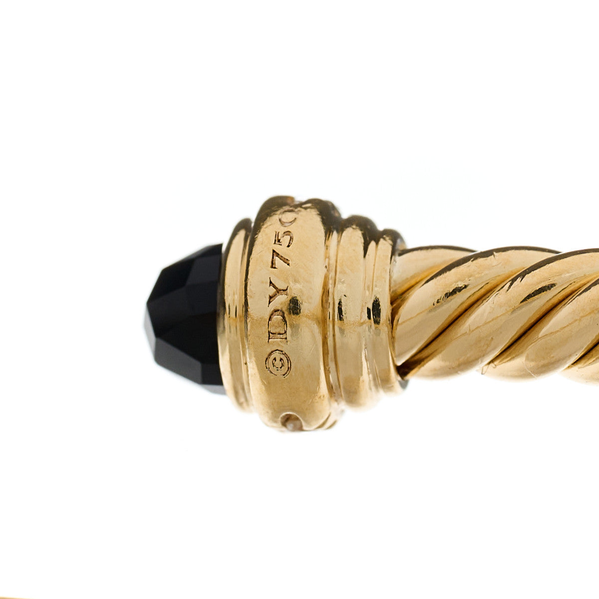 18K Yellow Gold Diamond Black Onyx 3mm Cablespira Bracelet