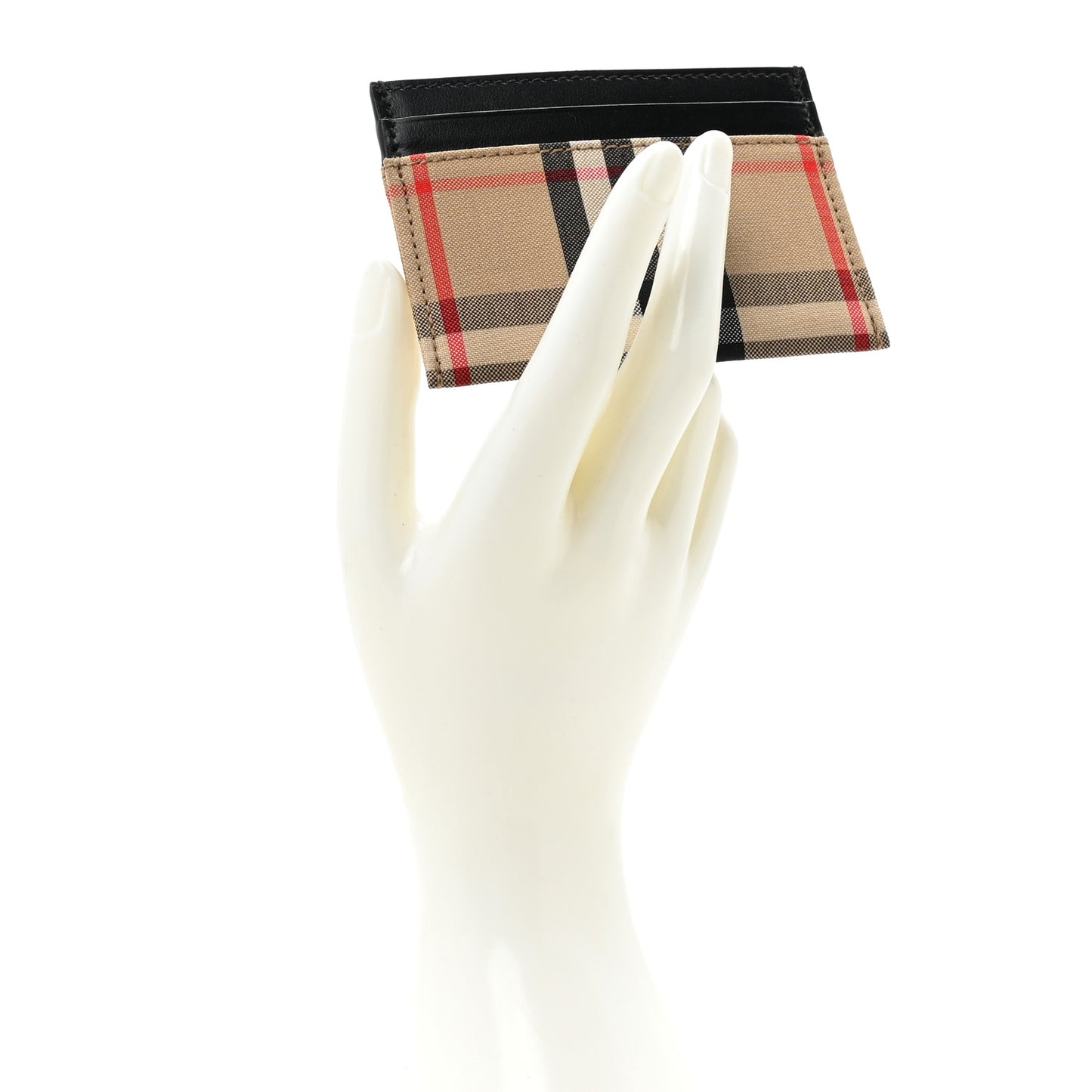 Smooth Calfskin Vintage Check Sandon Card Case Black