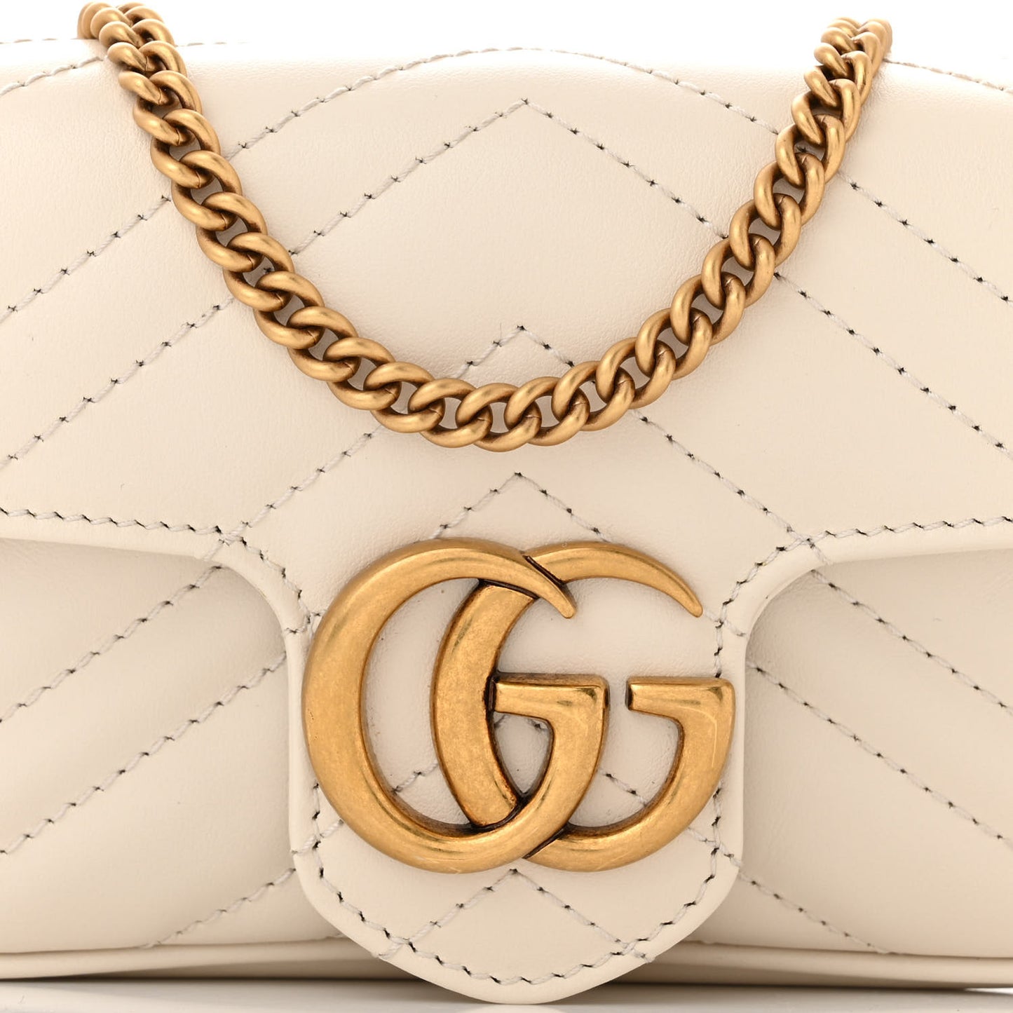Calfskin Matelasse Super Mini GG Marmont Shoulder Bag White