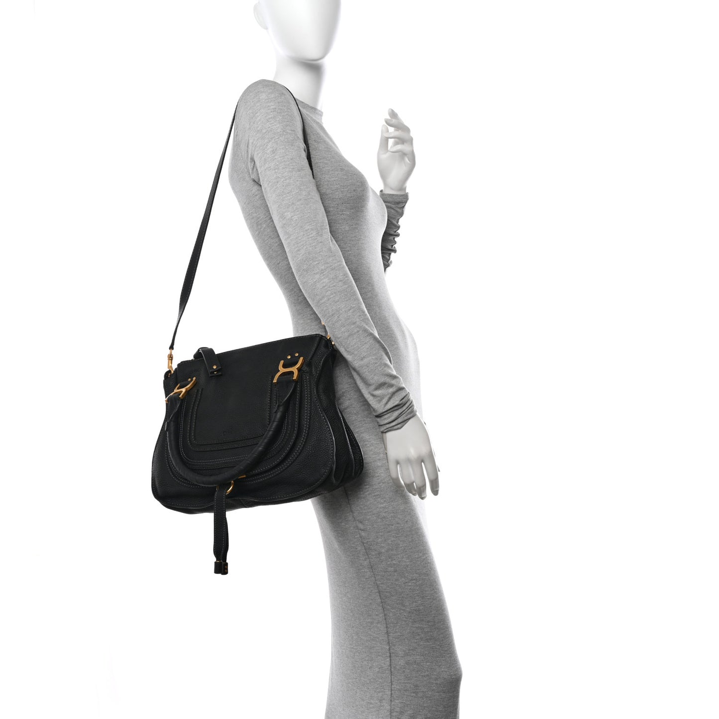 Calfskin Medium Marcie Satchel Black