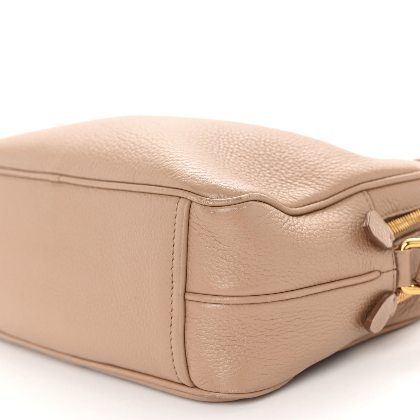 Vitello Daino Medium Double Zip Shoulder Bag Cammeo