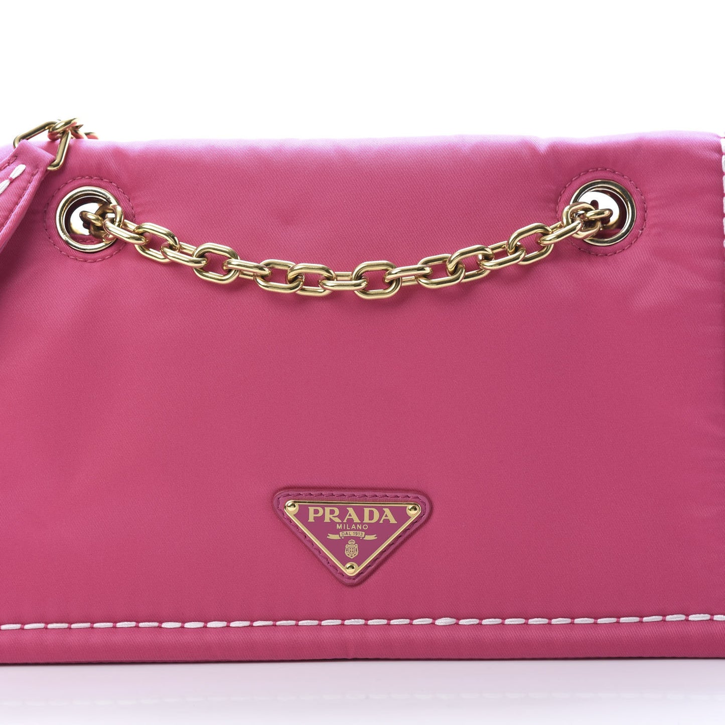 Nylon Tessuto Chain Shoulder Bag Fuxia