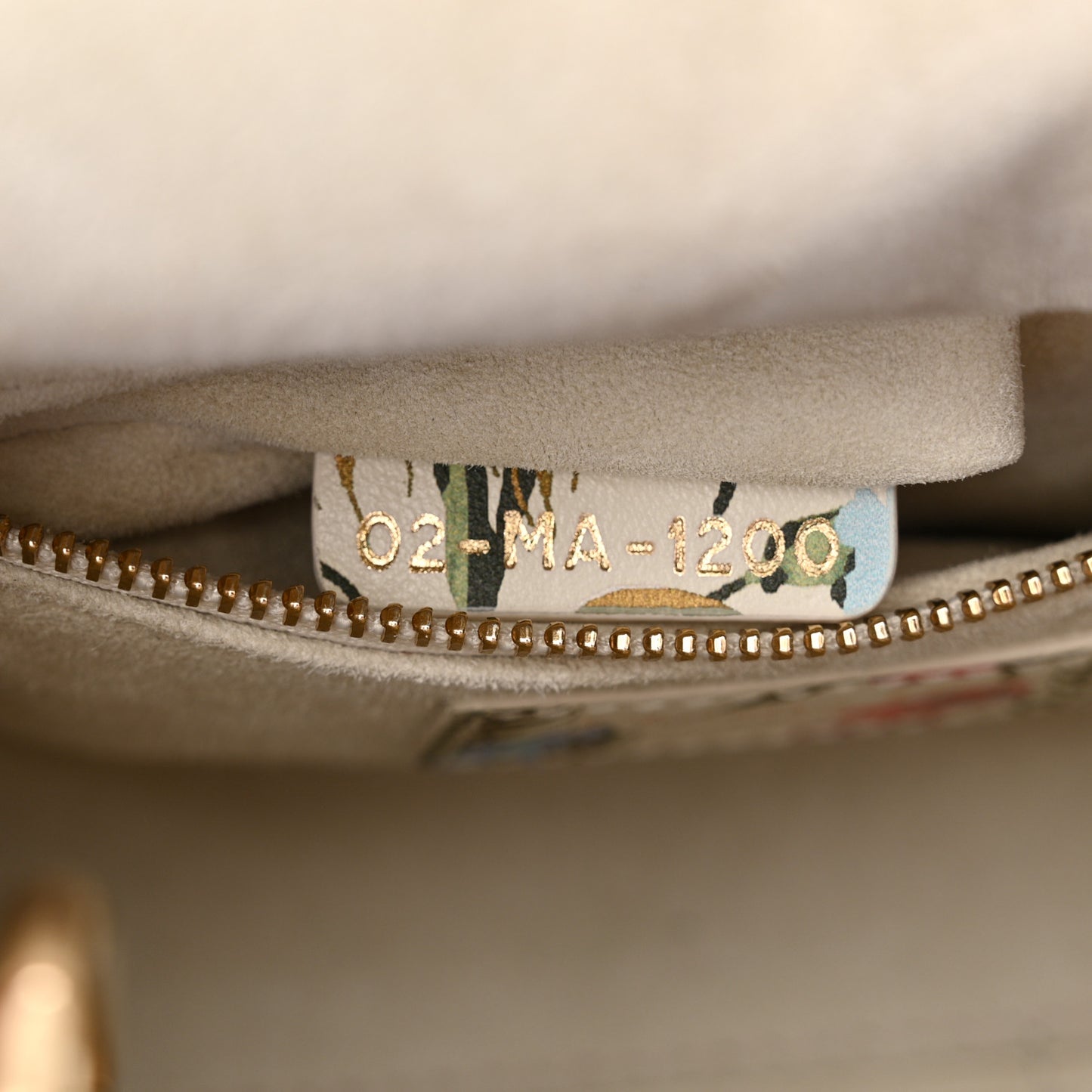 Calfskin Hibiscus Printed Embroidered Mini Lady Dior Beige Multicolor