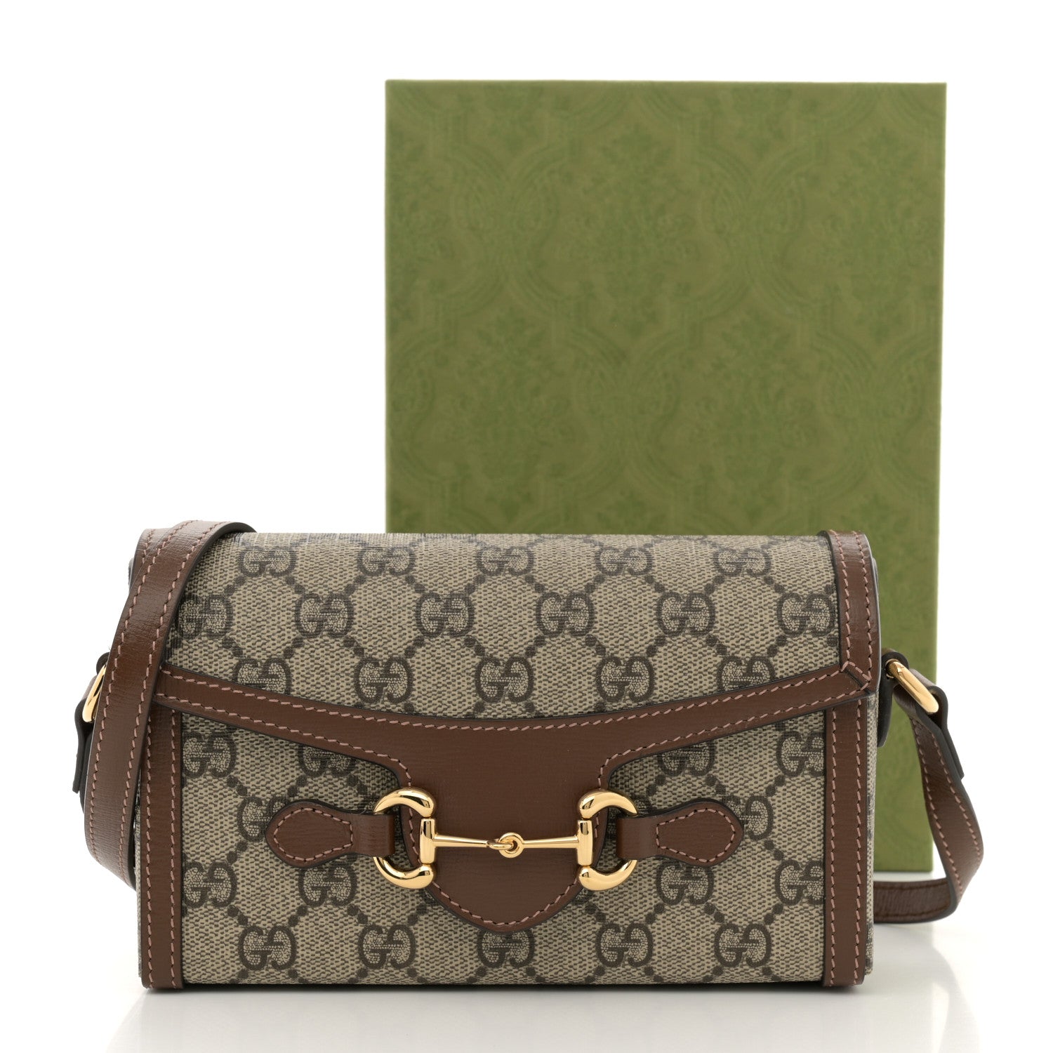 Gucci GG Supreme Monogram Mini Horsebit 1955 Shoulder Bag Beige Brown Sugar 11 of 11