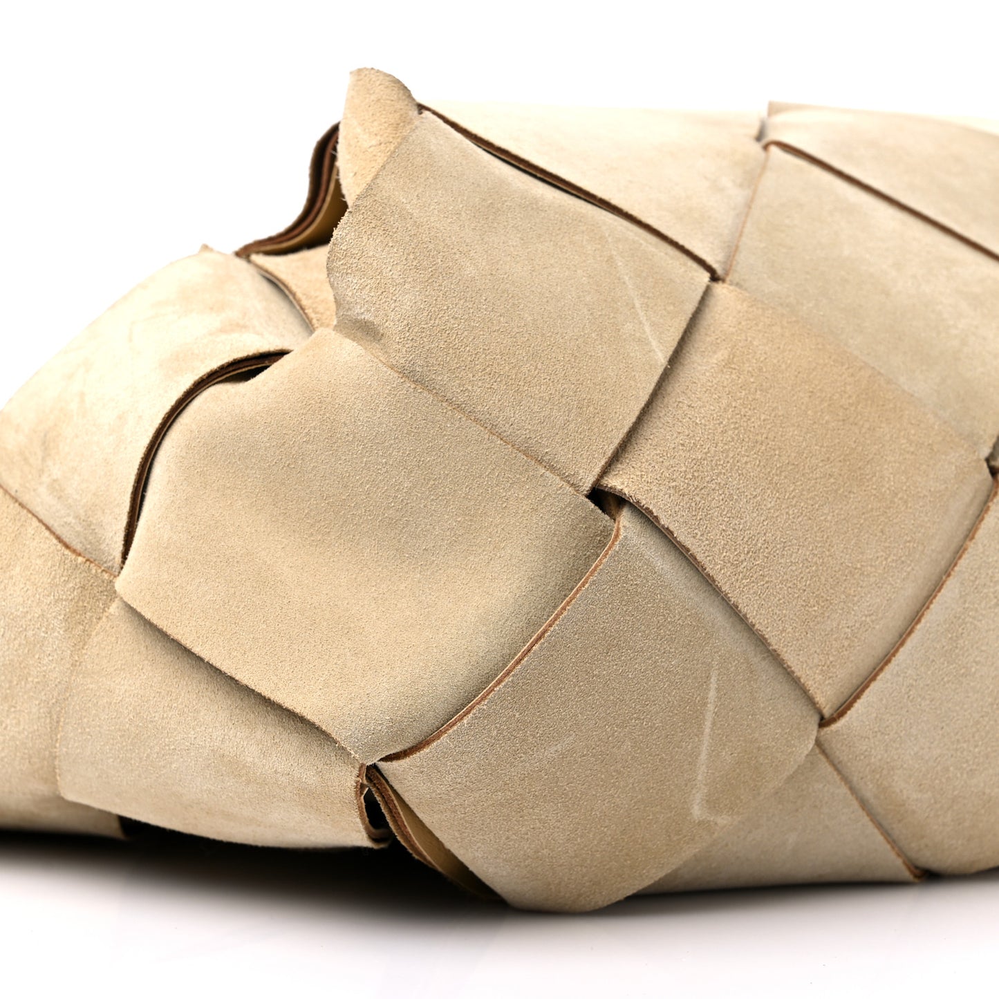 Suede Woven Basket Bag Beige