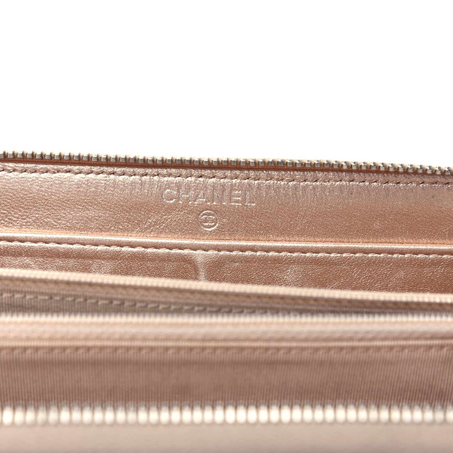 Metallic Calfskin Pixel Effect Quilted Large Zip Around Wallet Gold