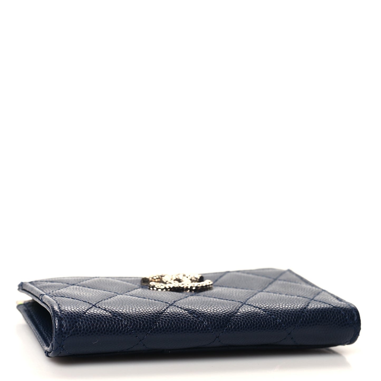 Caviar Quilted CC Zip Around Card Holder Blue