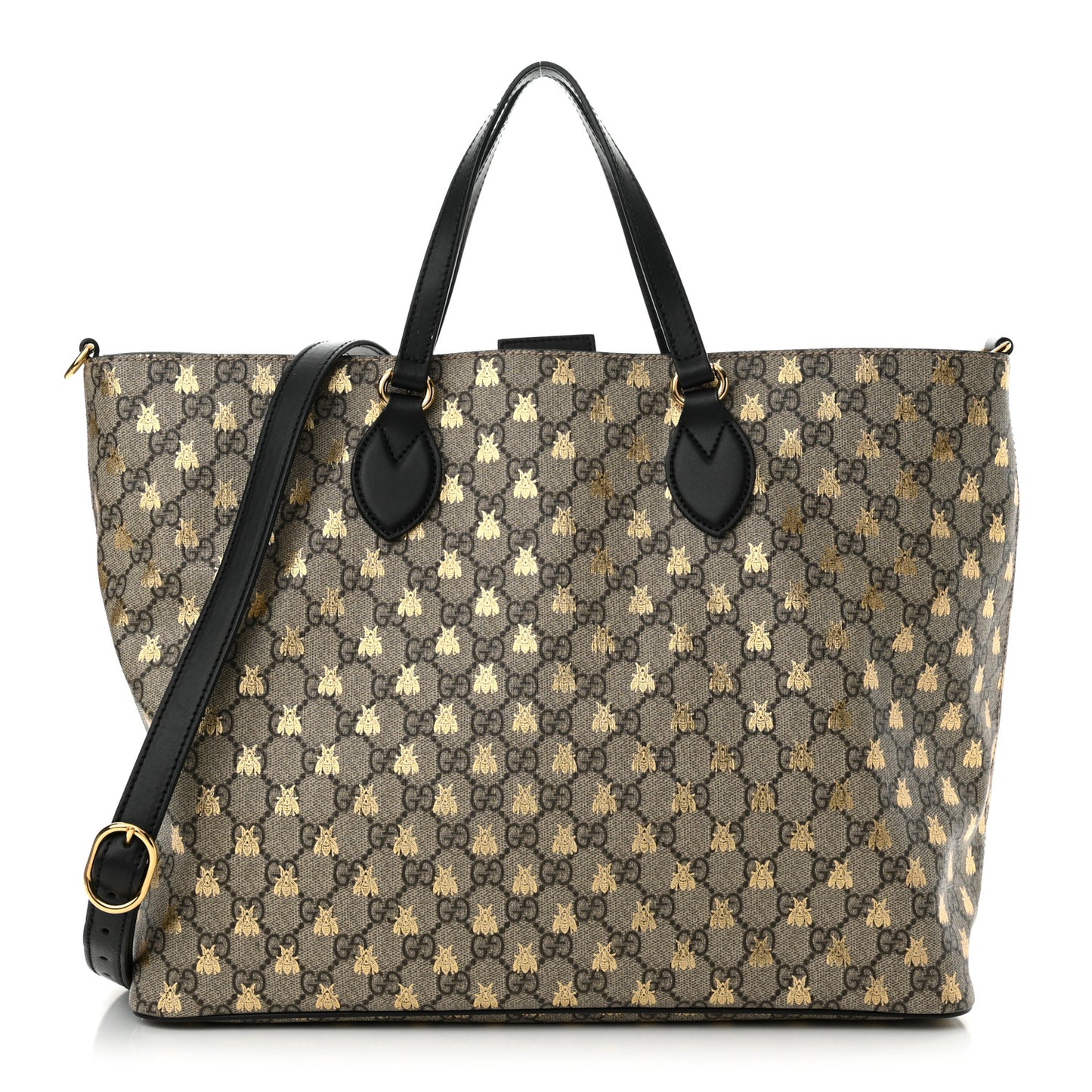 Soft GG Supreme Monogram Bees Medium Crossbody Tote Beige Oro Black