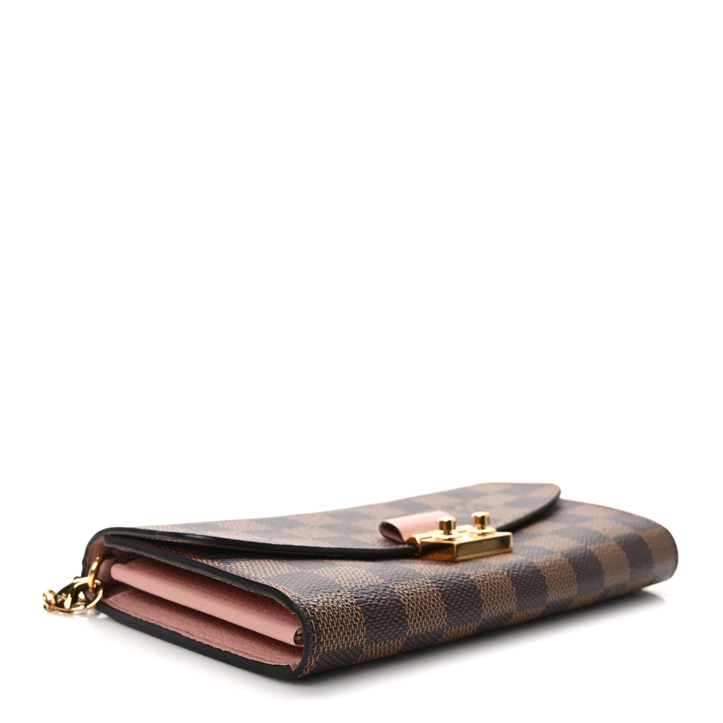 Damier Ebene Croisette Chain Wallet Rose Ballerine