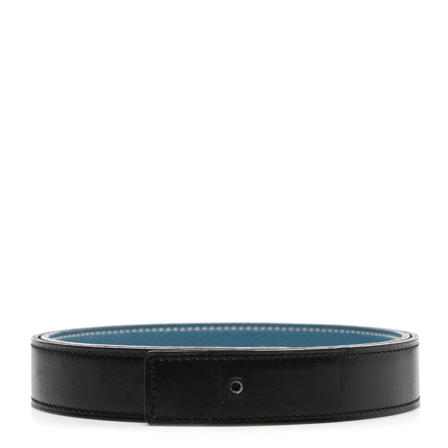 Hermes Box Togo 24mm Belt 75 Black Blue Jean 1 of 7