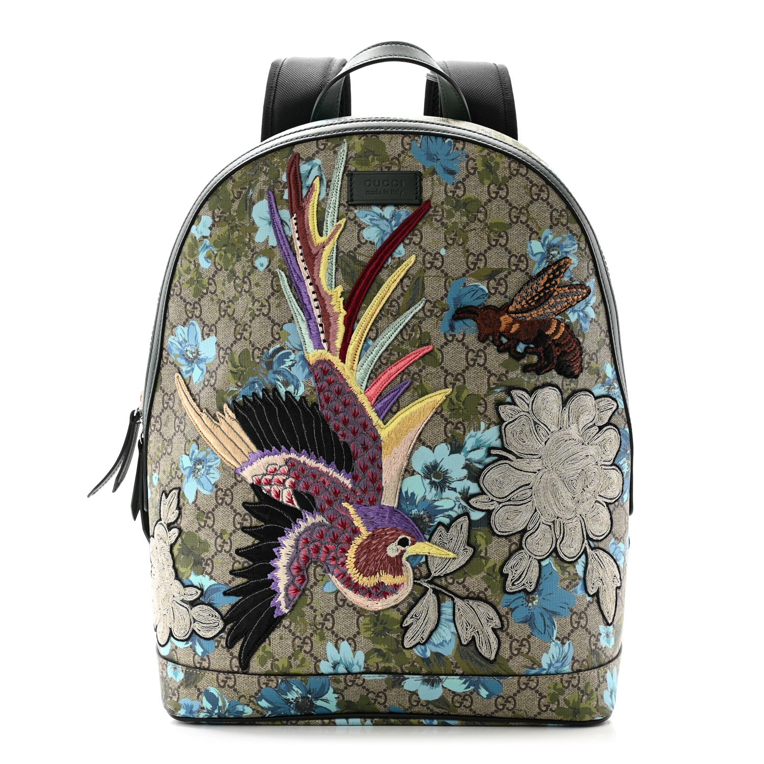 Gucci GG Supreme Monogram Blooms Bird Embroidered Dome Backpack 1 of 11
