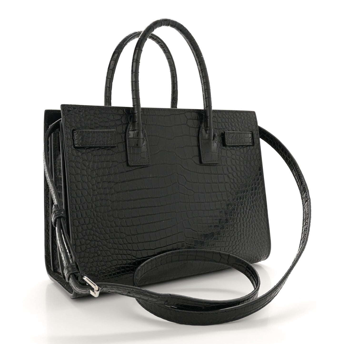 Calfskin Crocodile Embossed Baby Sac De Jour Black