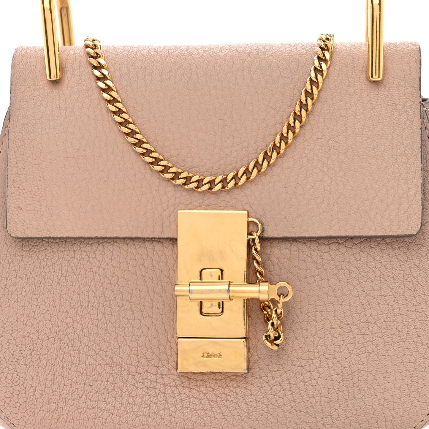 Grained Lambskin Mini Drew Shoulder Bag Cement Pink