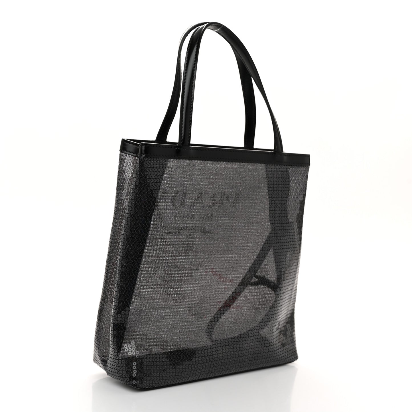 Sequin Rete Paillettes Small Tote Bag Black