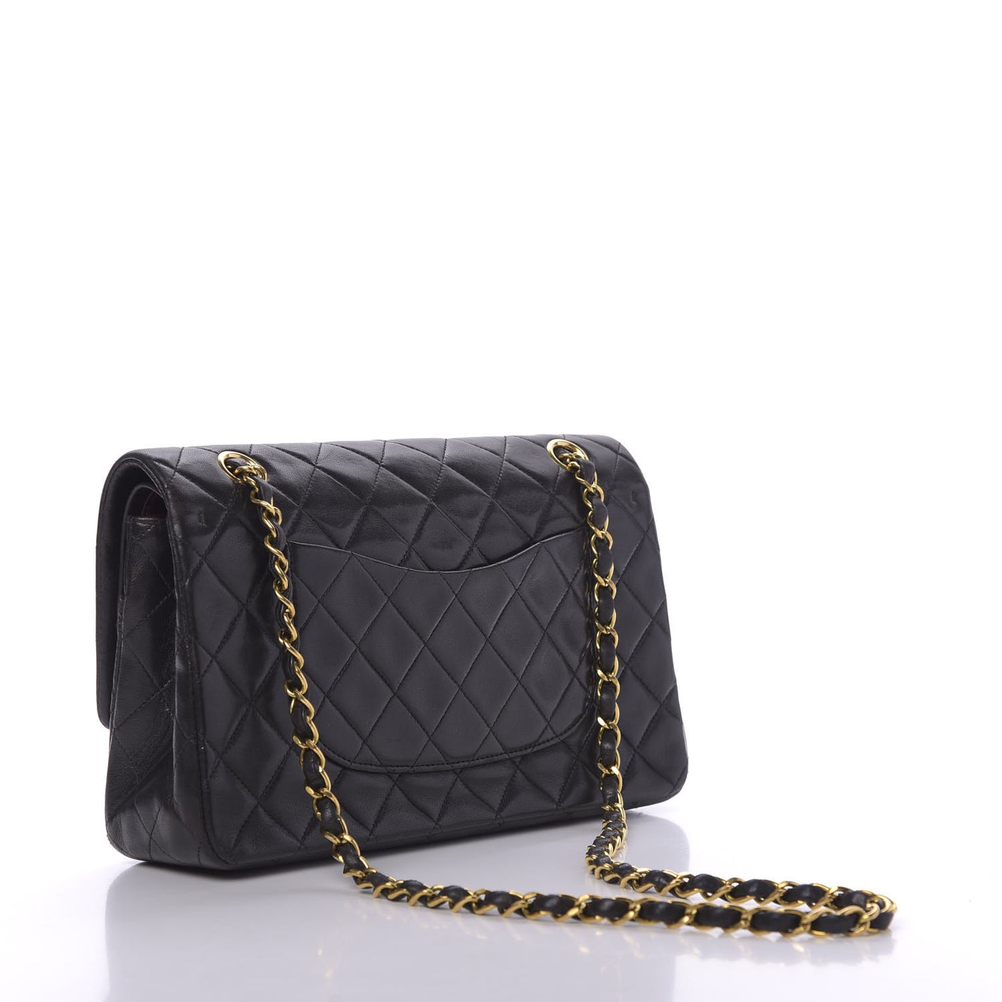 Lambskin Quilted Medium Double Flap Black