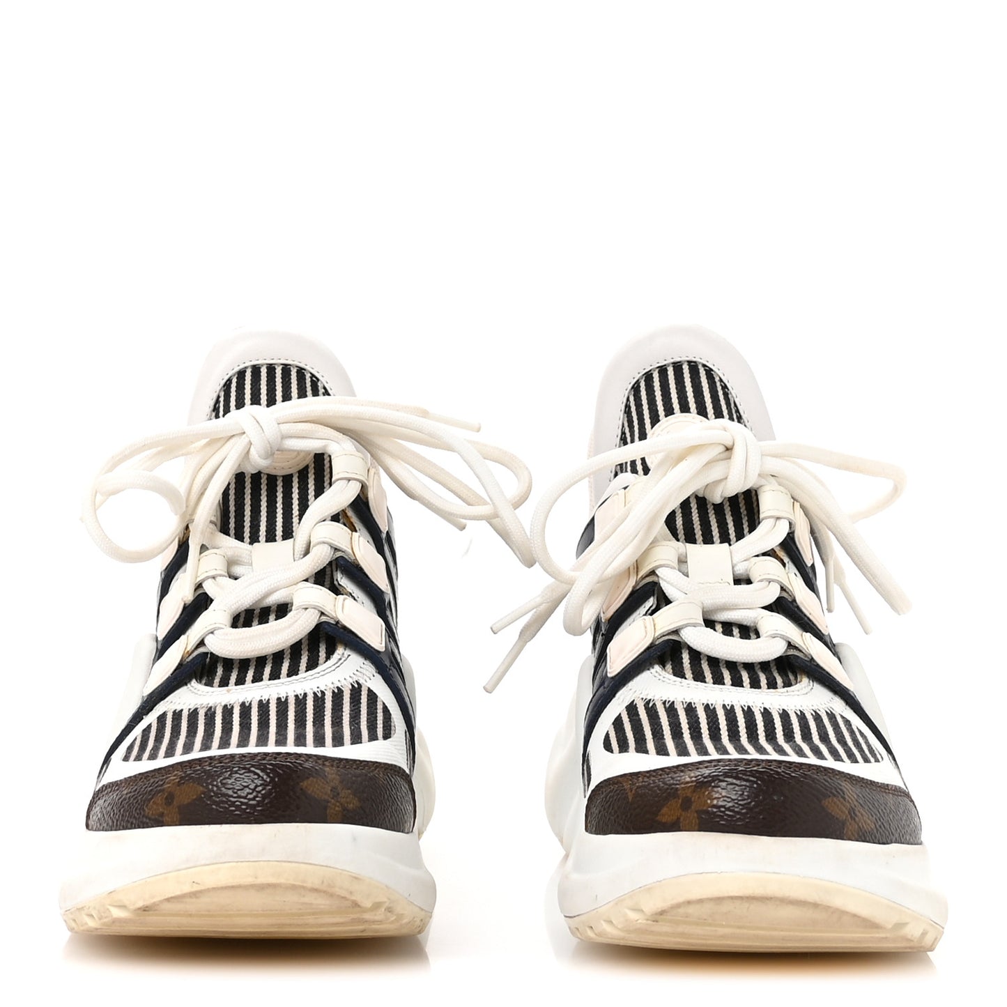 Patent Monogram Stripe LV Archlight Sneakers 36 White Blue