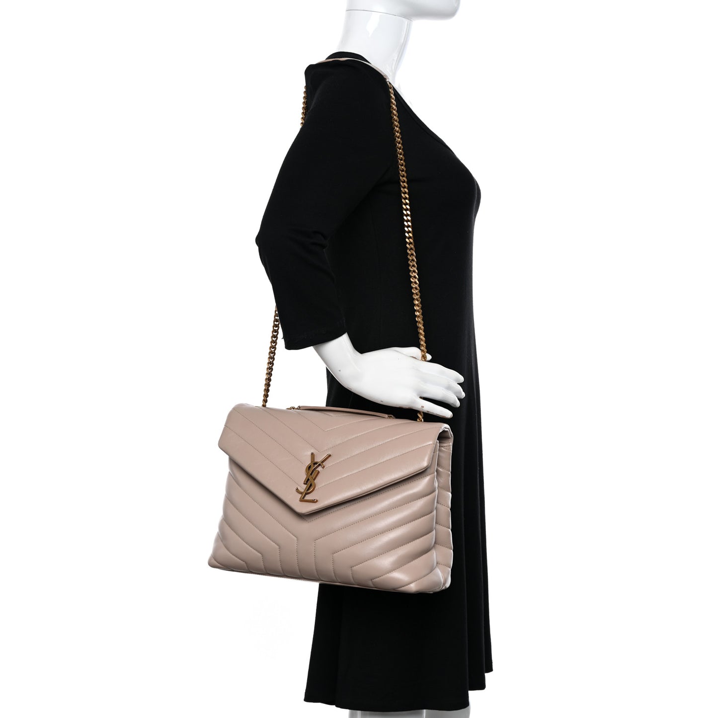 Calfskin Y Quilted Monogram Medium Loulou Chain Satchel Light Natural