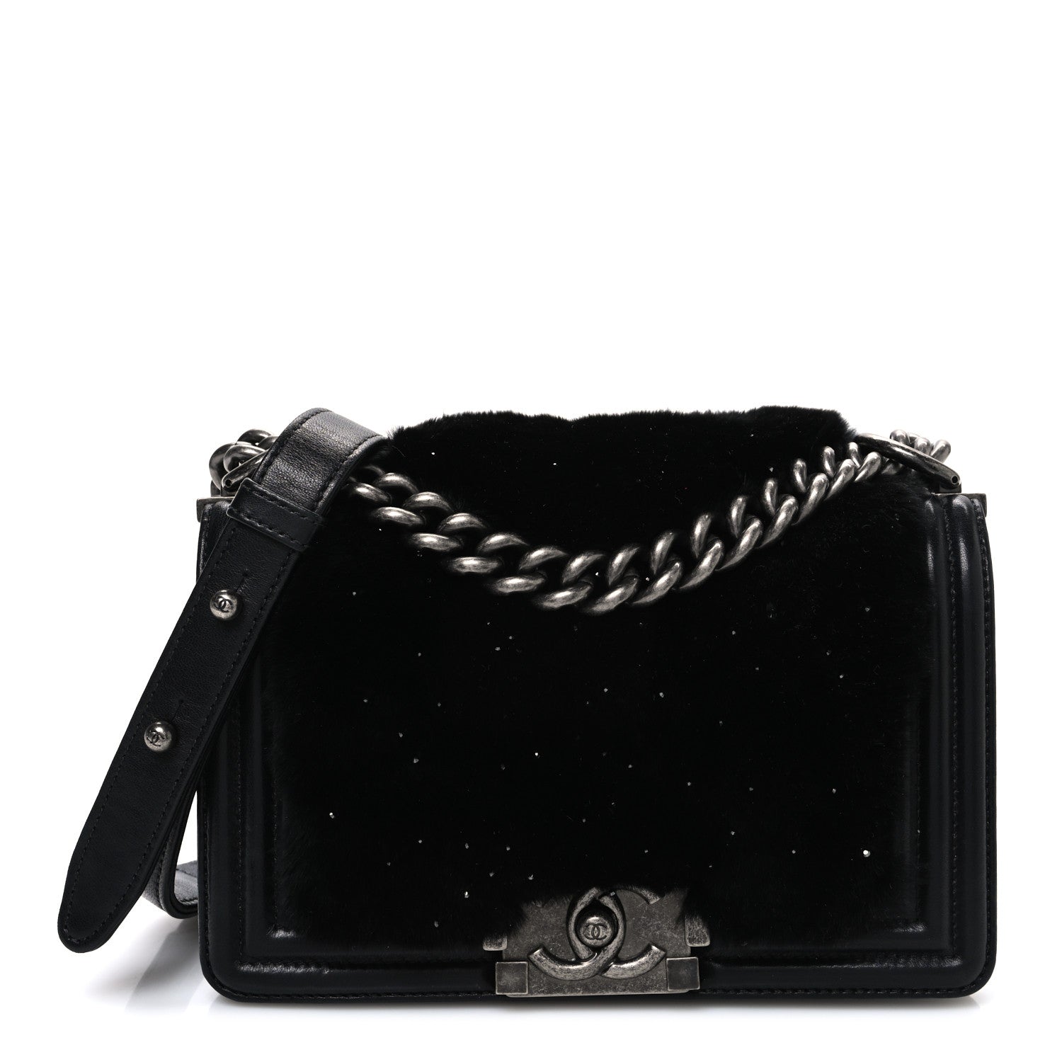 Chanel Orylag Rabbit Fur Calfskin Small Boy Flap Black 1830030