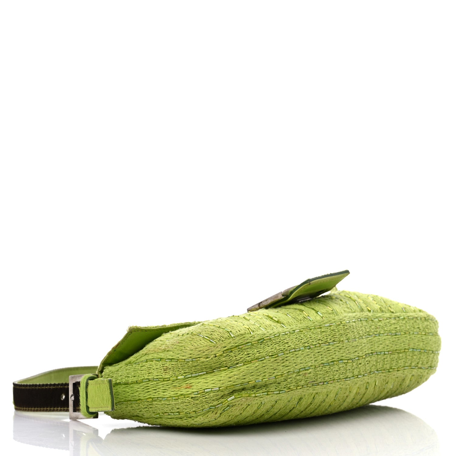 Fendi Knit Calf Hair Beaded Baguette Green 4 of 15