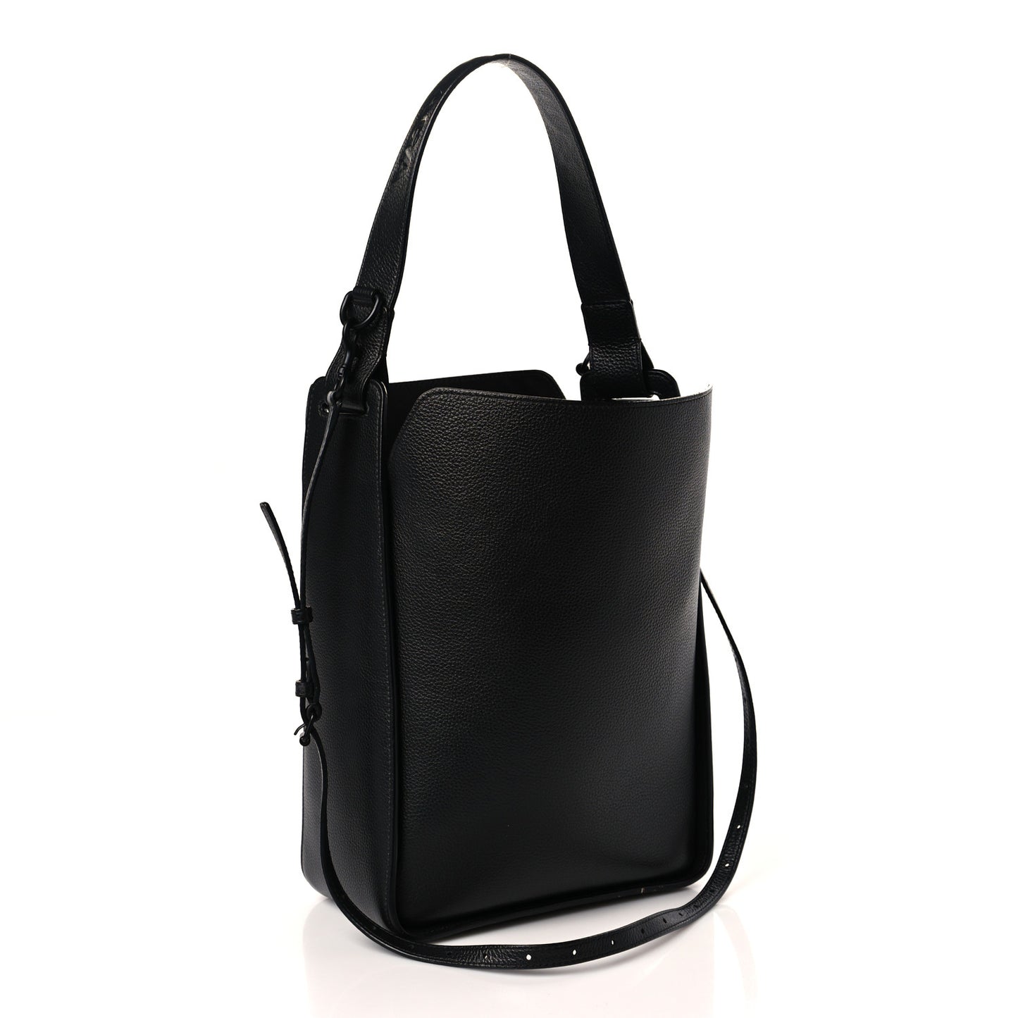 Calfskin Logo Embossed Small Tool 2.0 North-South Tote Black