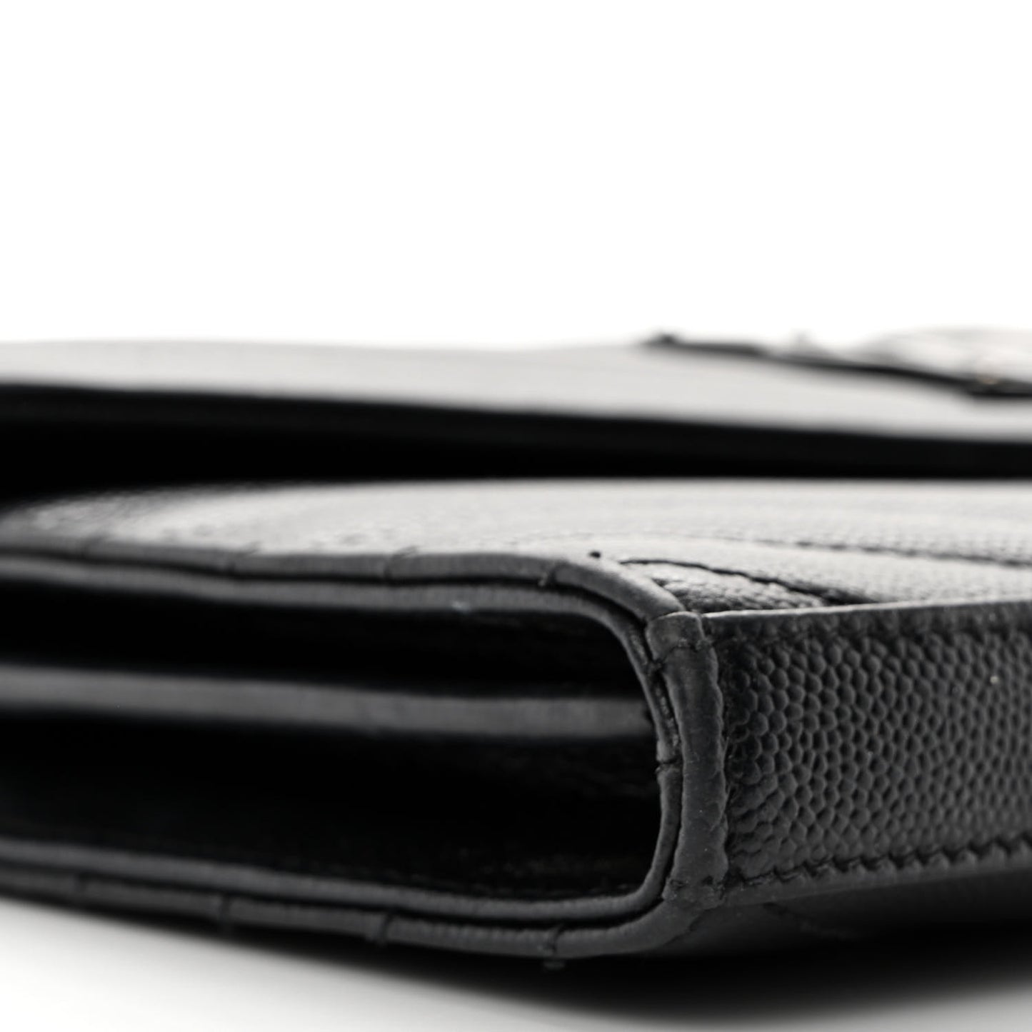 Grain De Poudre Matelasse Chevron Monogram Monochrome Chain Wallet Black