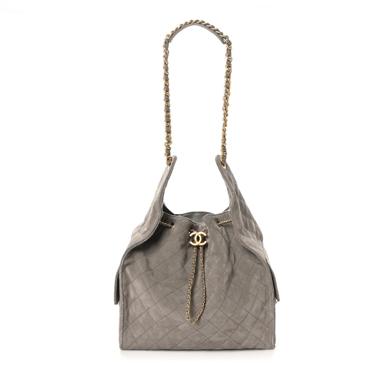 Chanel Suede Quilted Medium Chanel 25 Handbag Dark Grey 1710947