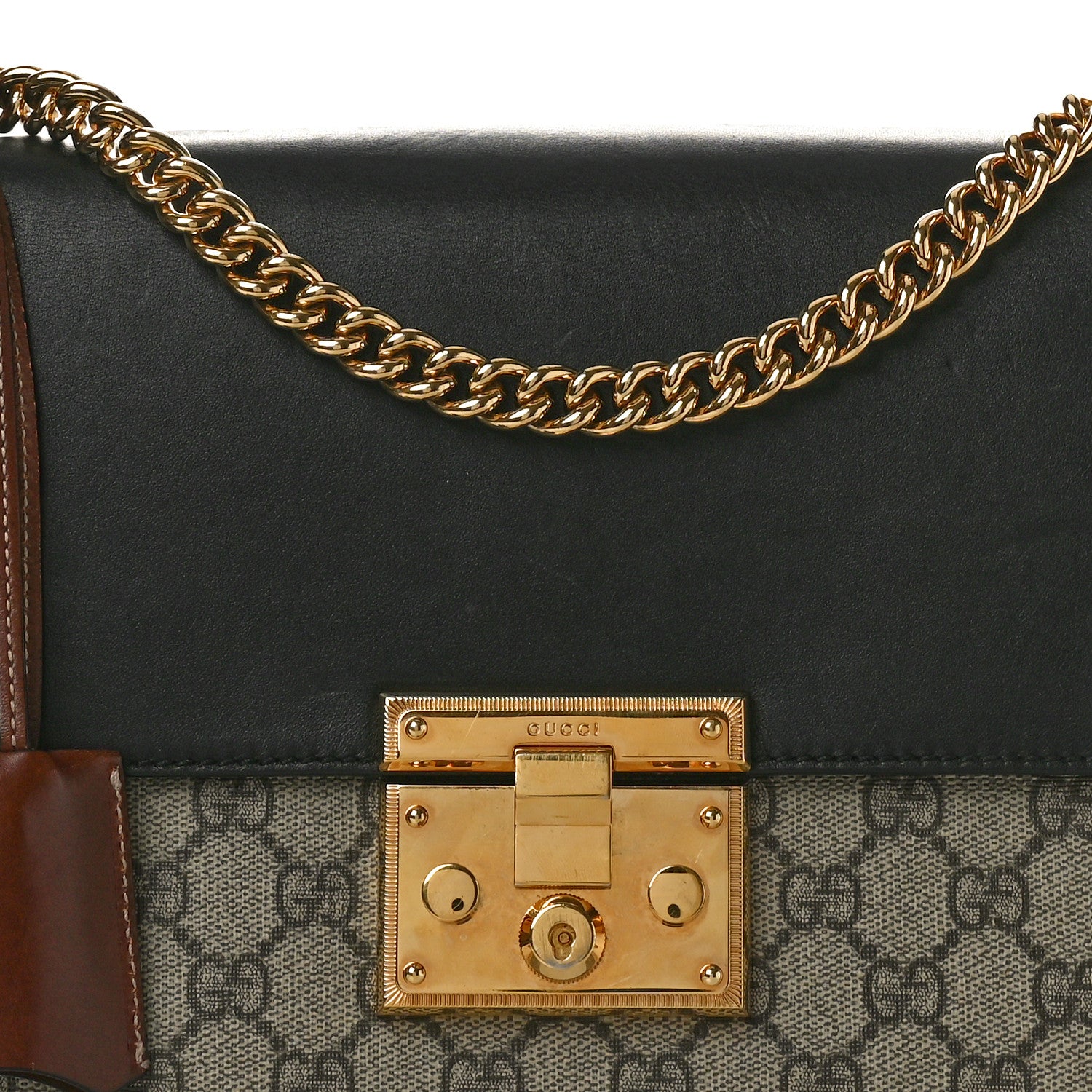 Gucci GG Supreme Monogram Calfskin Medium Padlock Shoulder Bag Beige Black Cuir 8 of 10