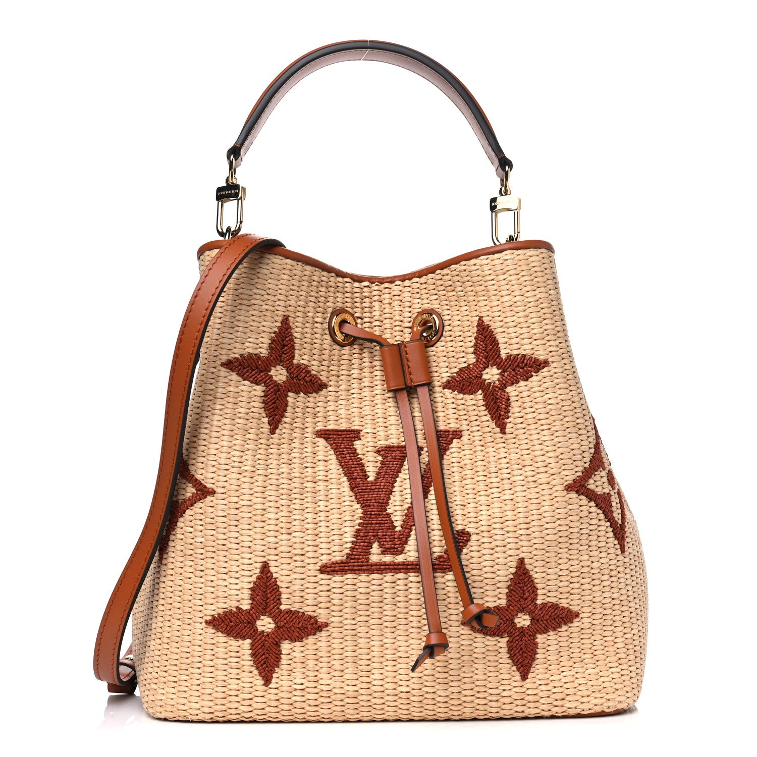 Louis Vuitton Raffia Calfskin Monogram Neonoe MM Tan 831142