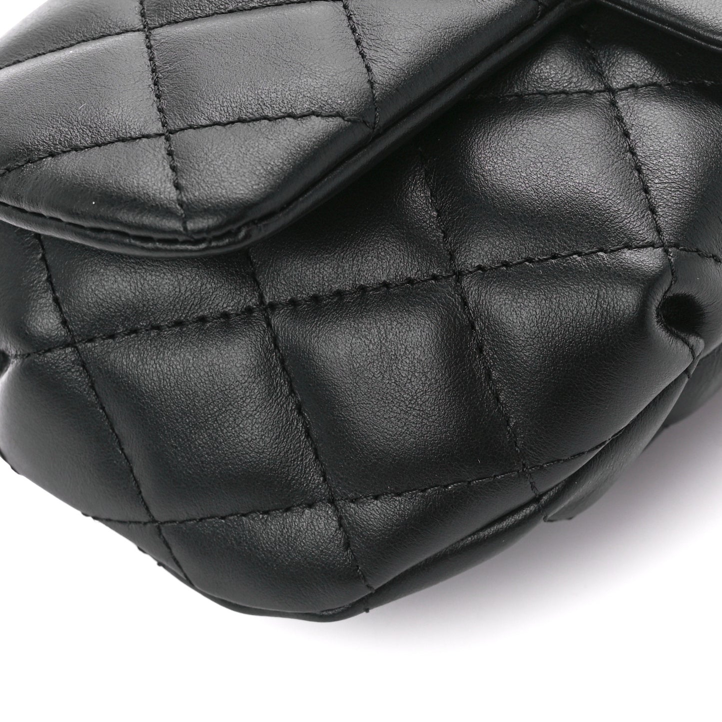 Calfskin Quilted CC Uniform Flap Belt Bag Black