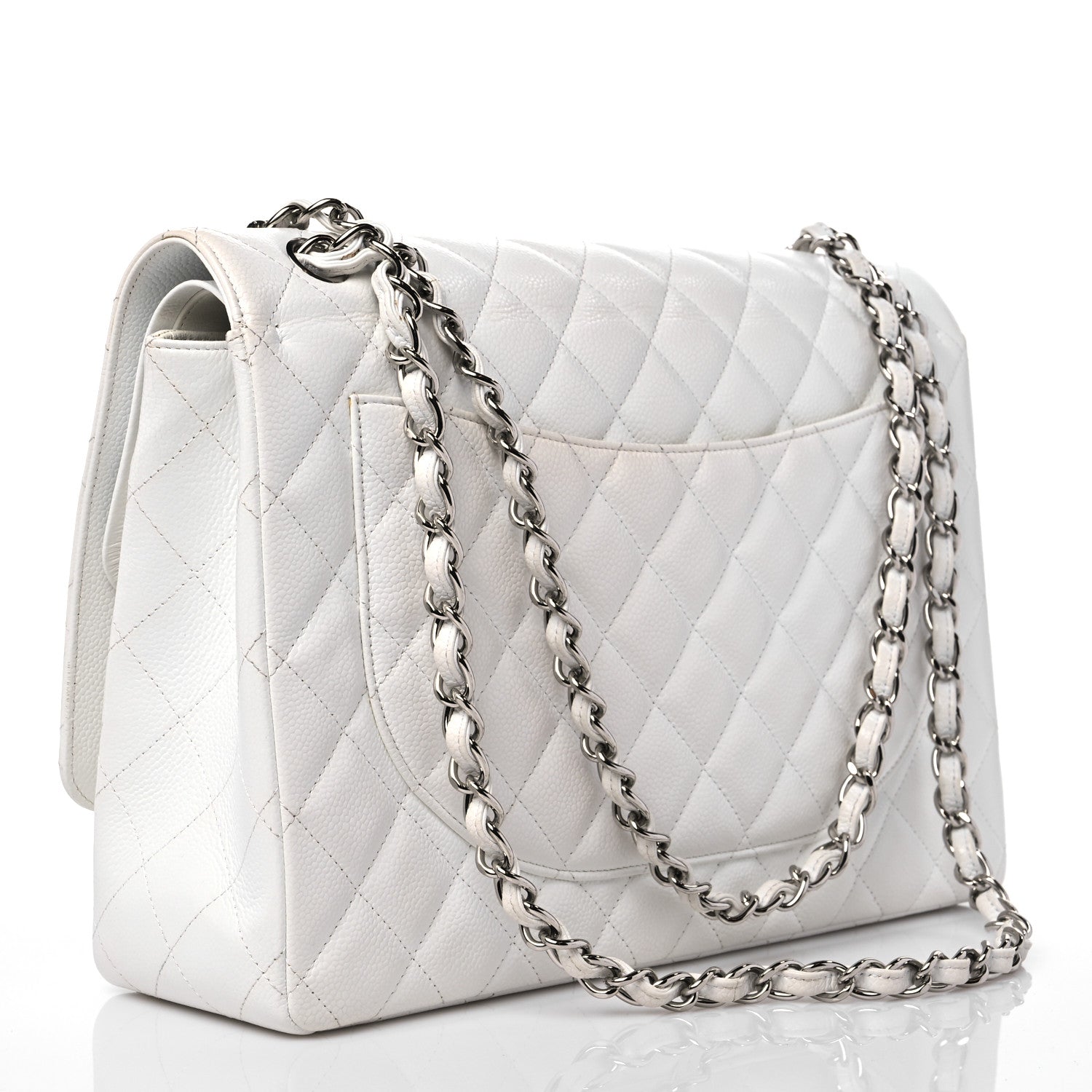 Chanel Caviar Quilted Maxi Double Flap White 3 of 15