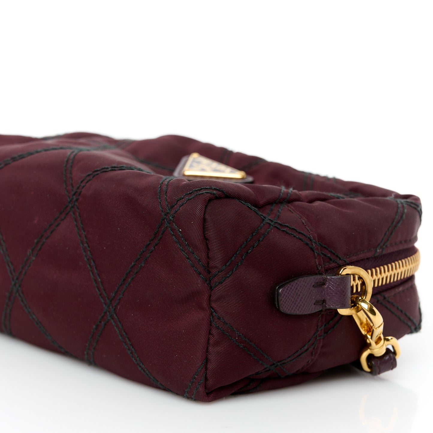 Tessuto Nylon Saffiano Impunturato Quilted Wristlet Granato