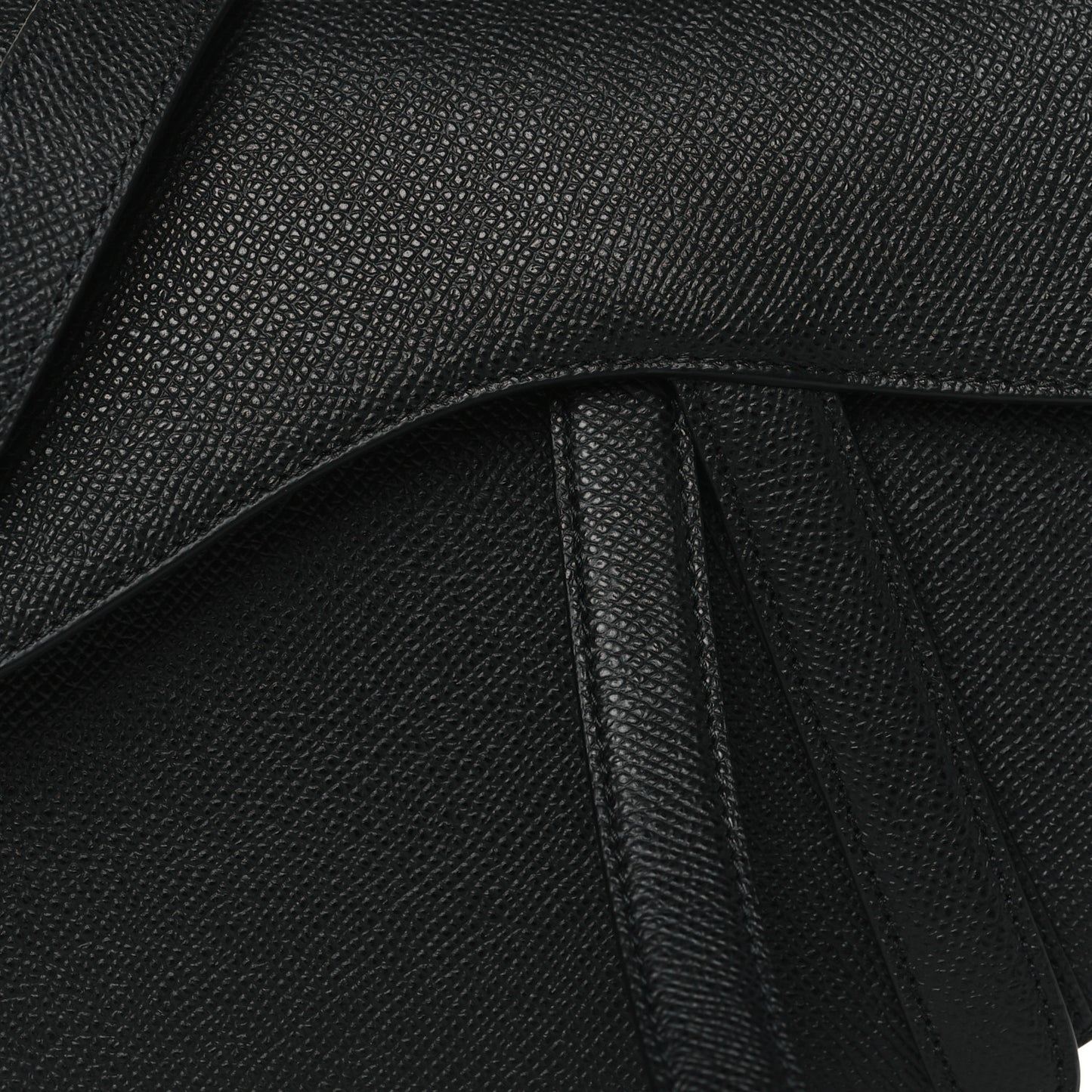 Grained Calfskin Saddle Bag With Strap Black