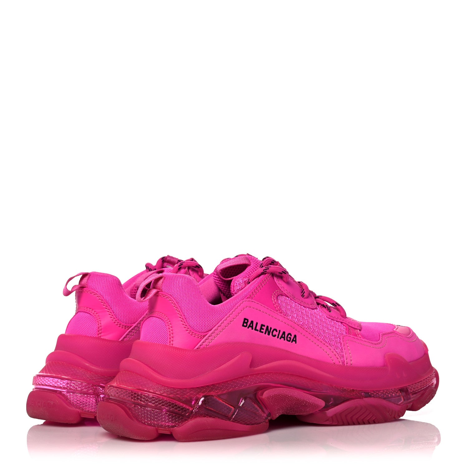 Balenciaga Fabric Mesh Clear Sole Fluo Womens Triple S Sneakers 40 Pink 4 of 7