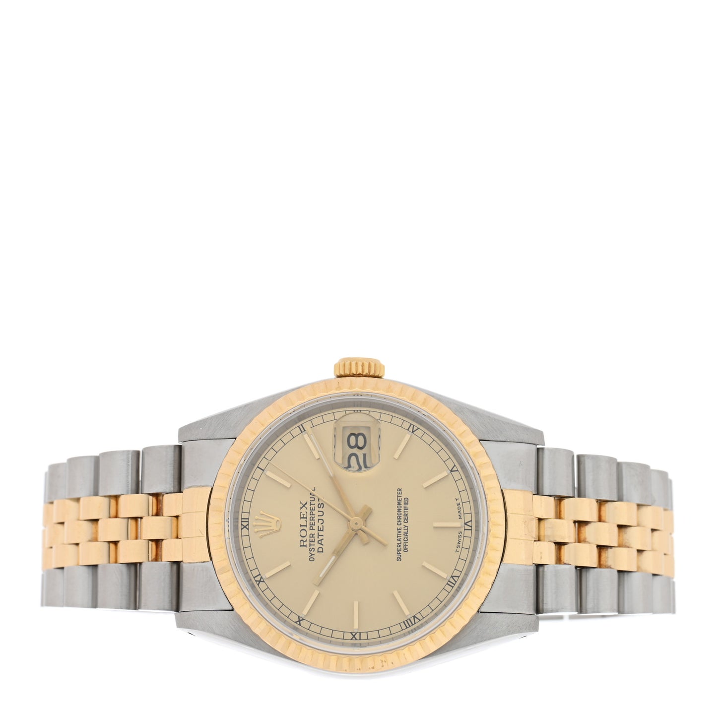 Stainless Steel 18K Yellow Gold 36mm Oyster Perpetual Datejust Watch Champagne 16233