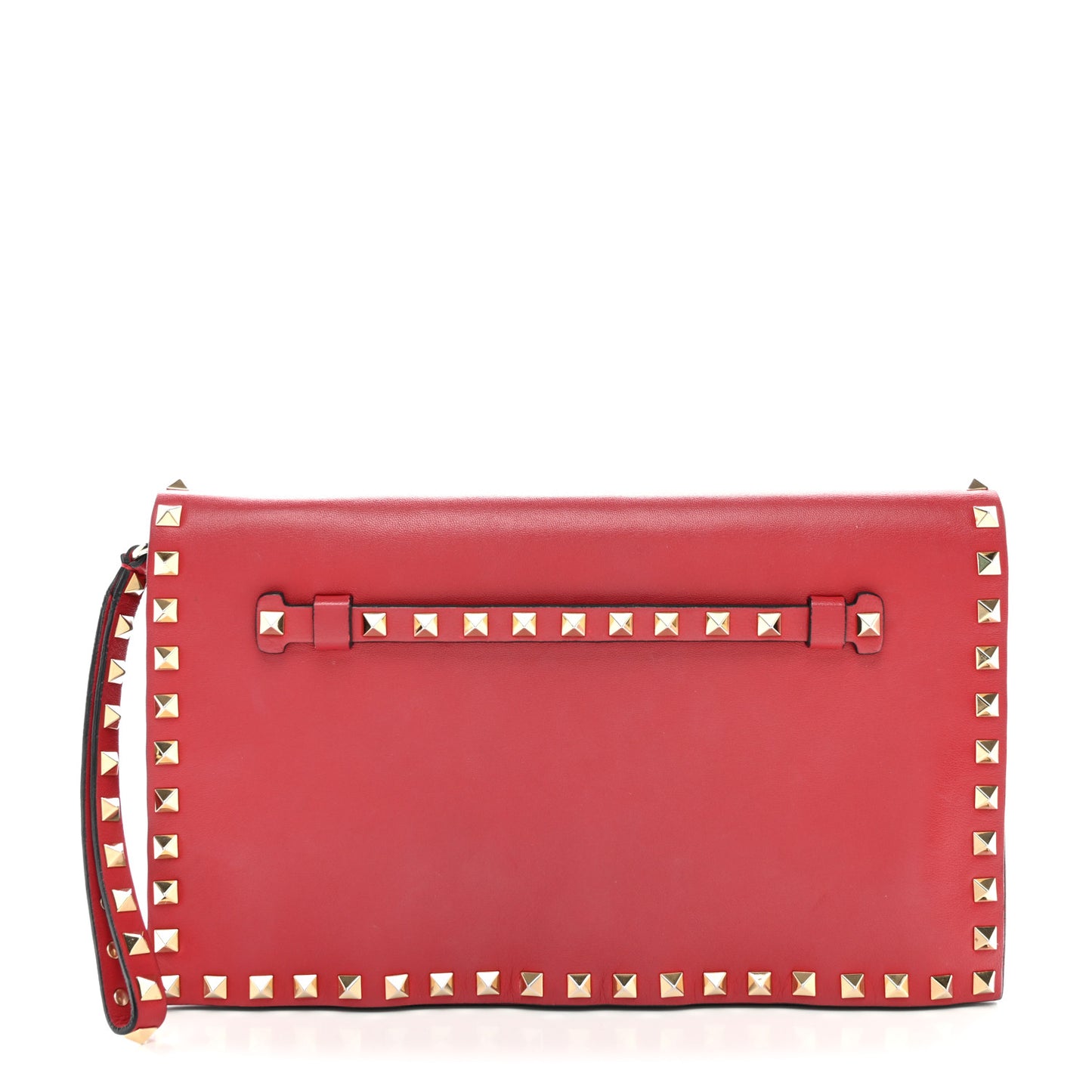 Nappa Rockstud Wristlet Clutch Rosso Valentino