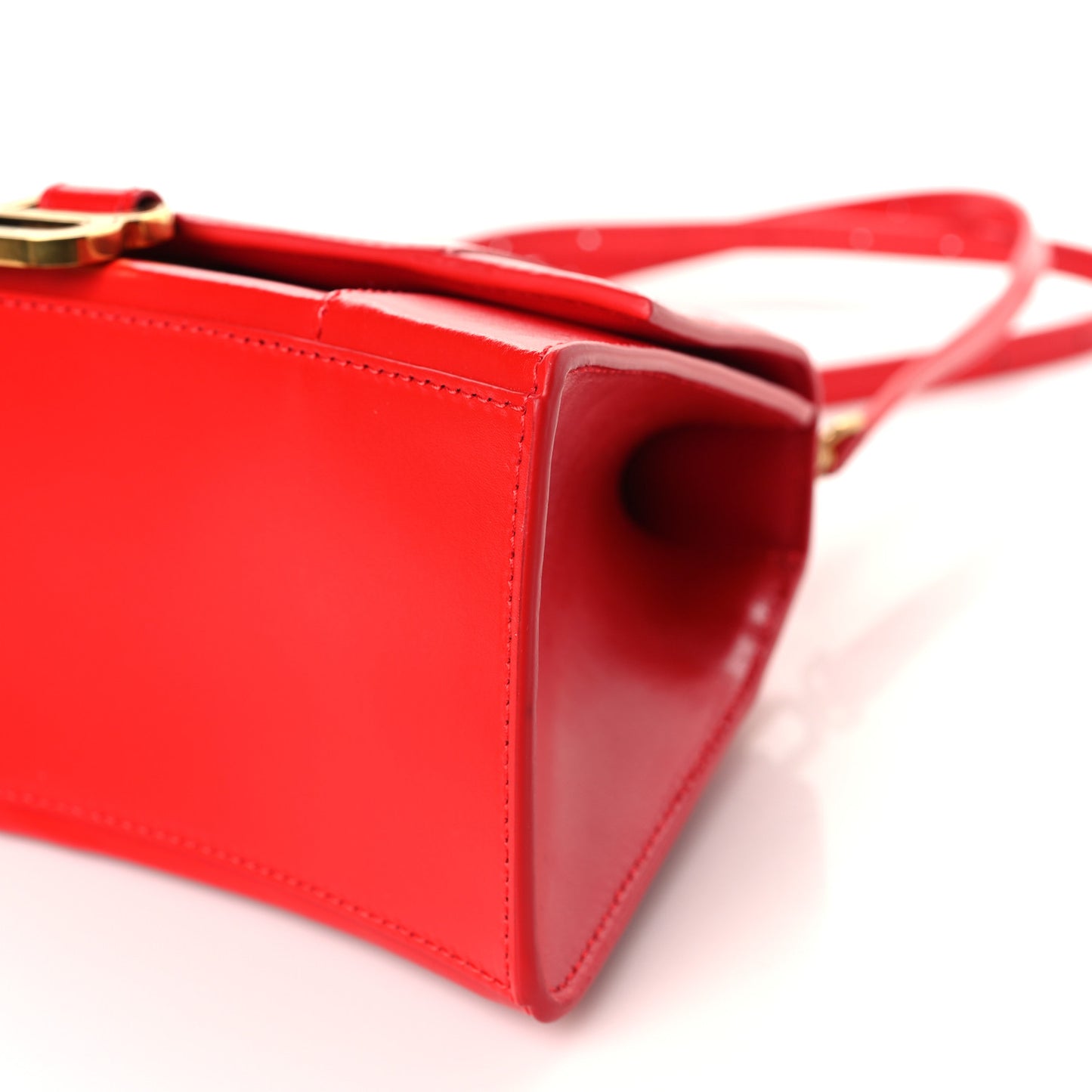 Shiny Box Calfskin Small Hourglass Top Handle Bag Bright Red