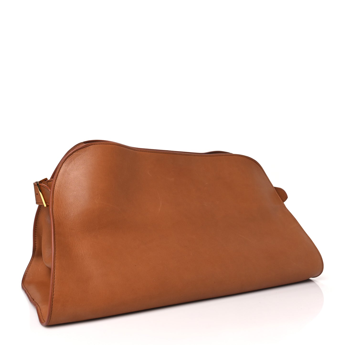 Polished Saddle Calfskin Margaux EW Clutch Brandy