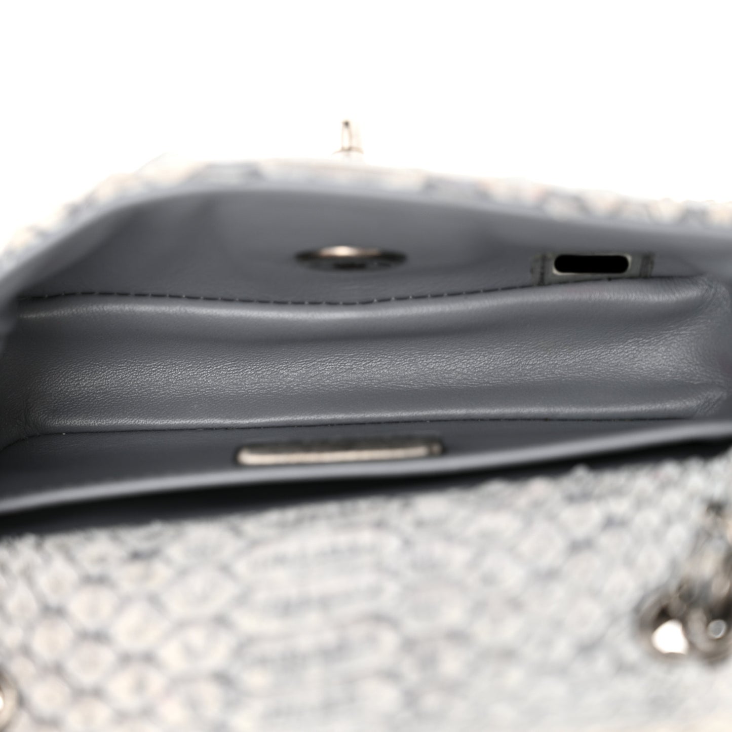 Snakeskin Extra Mini Rectangular Flap Grey