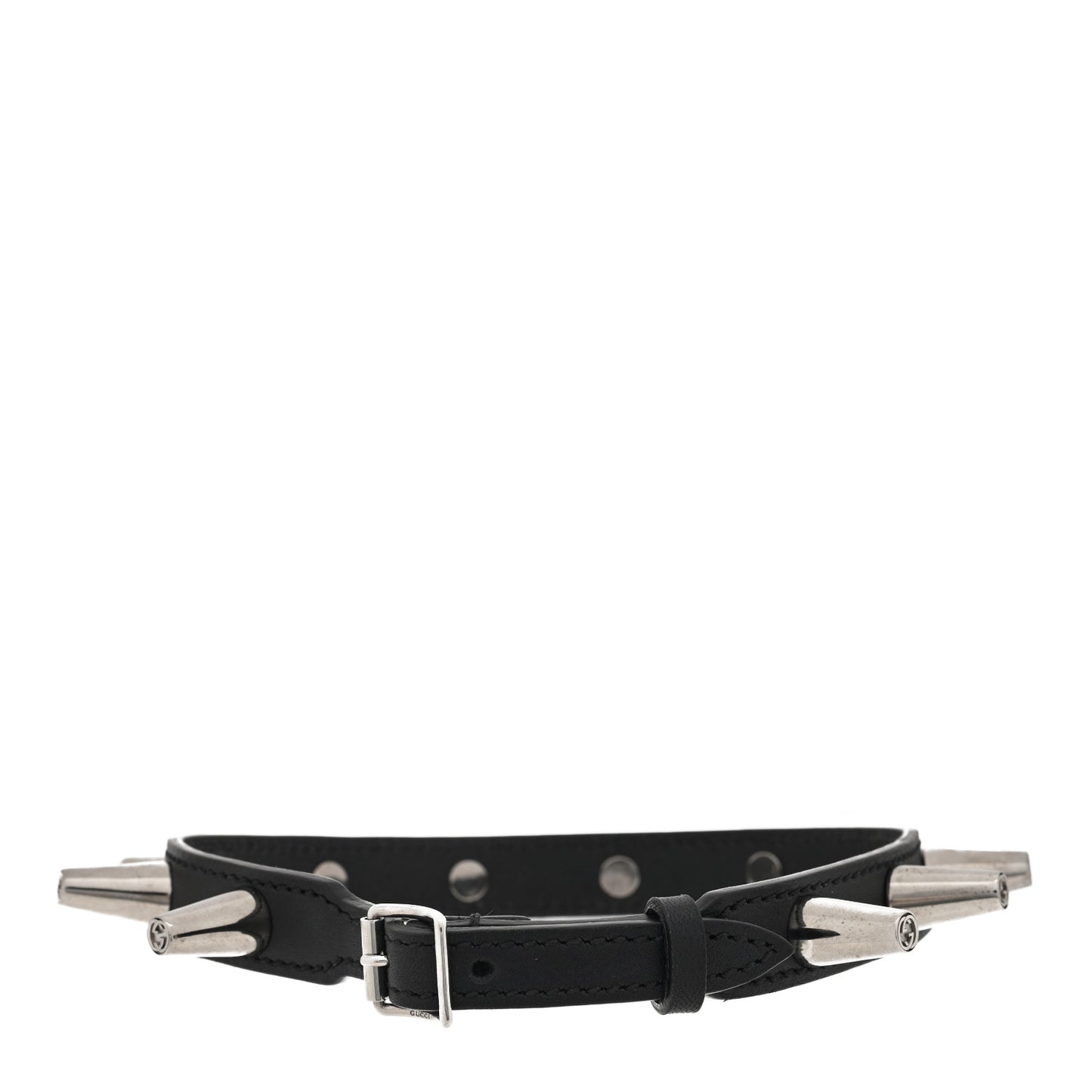 Calfskin Metal Studded Spike Choker Black
