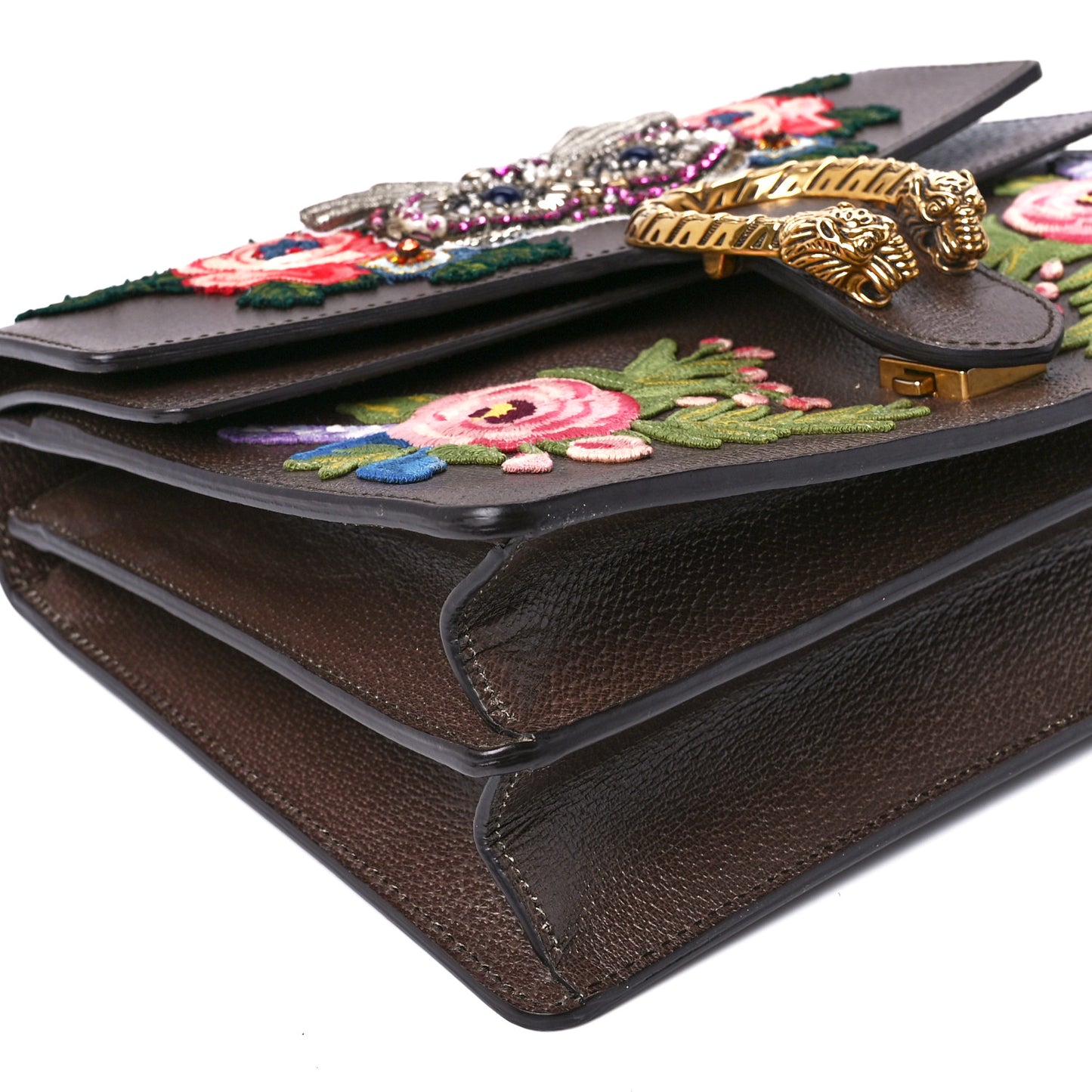 Calfskin Web Owl Embroidered Medium Dionysus Shoulder Bag New Acero Multicolor